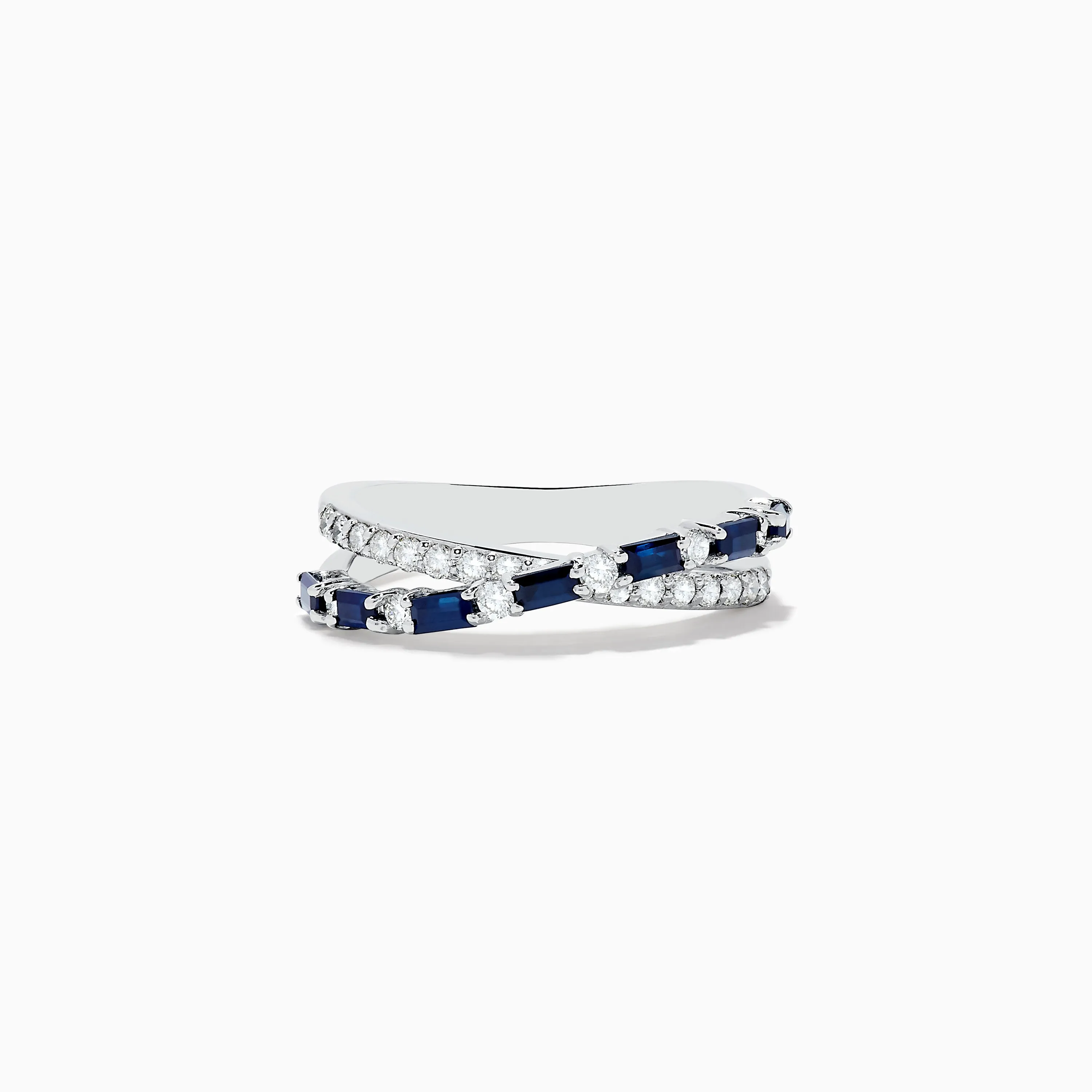 Royale Bleu 14K White Gold Blue Sapphire and Diamond Crossover Ring sold by Effy