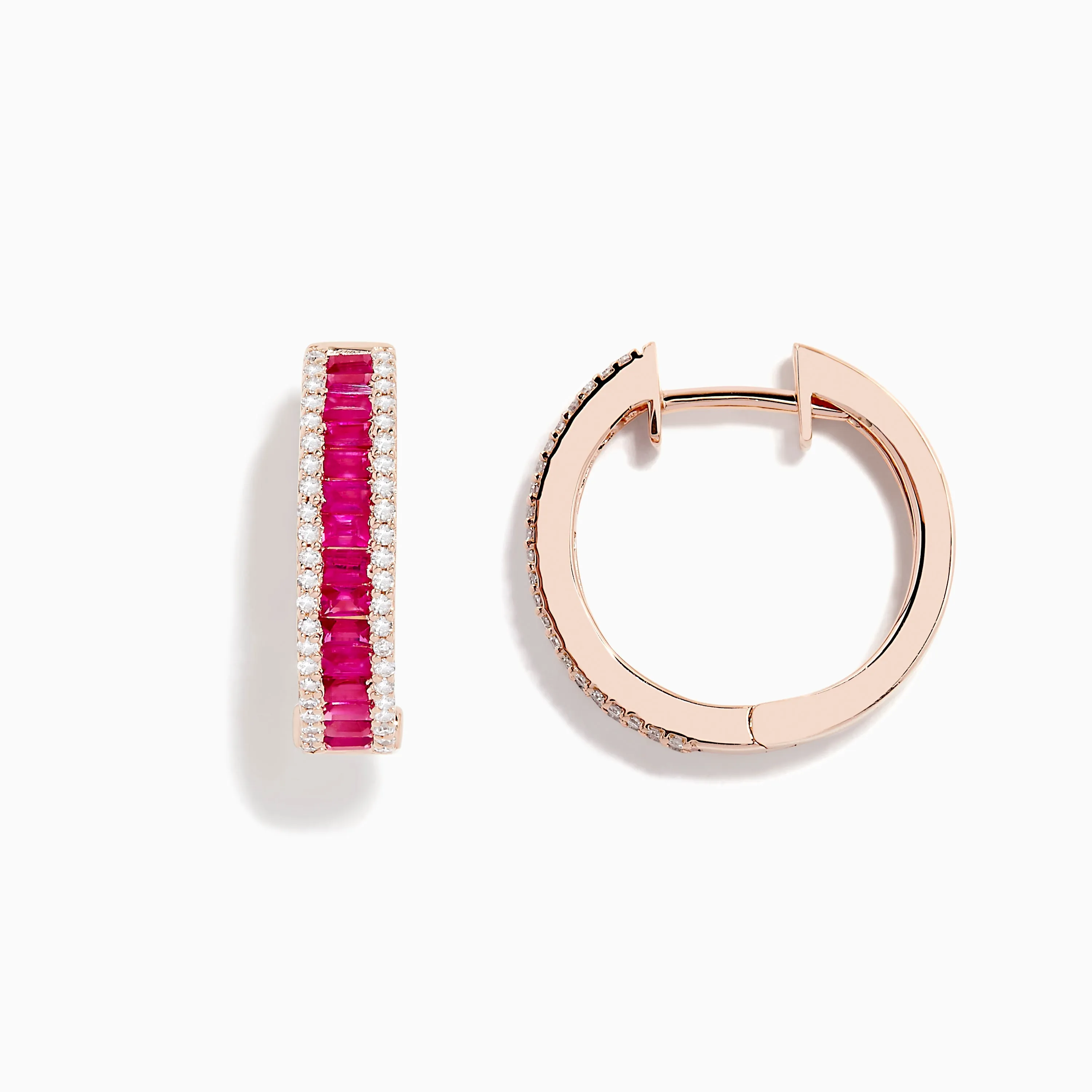 Ruby Royale 14K Rose Gold Baguette Cut Ruby 3/4" Hoop Earrings sold by Effy product image thumbnail 2