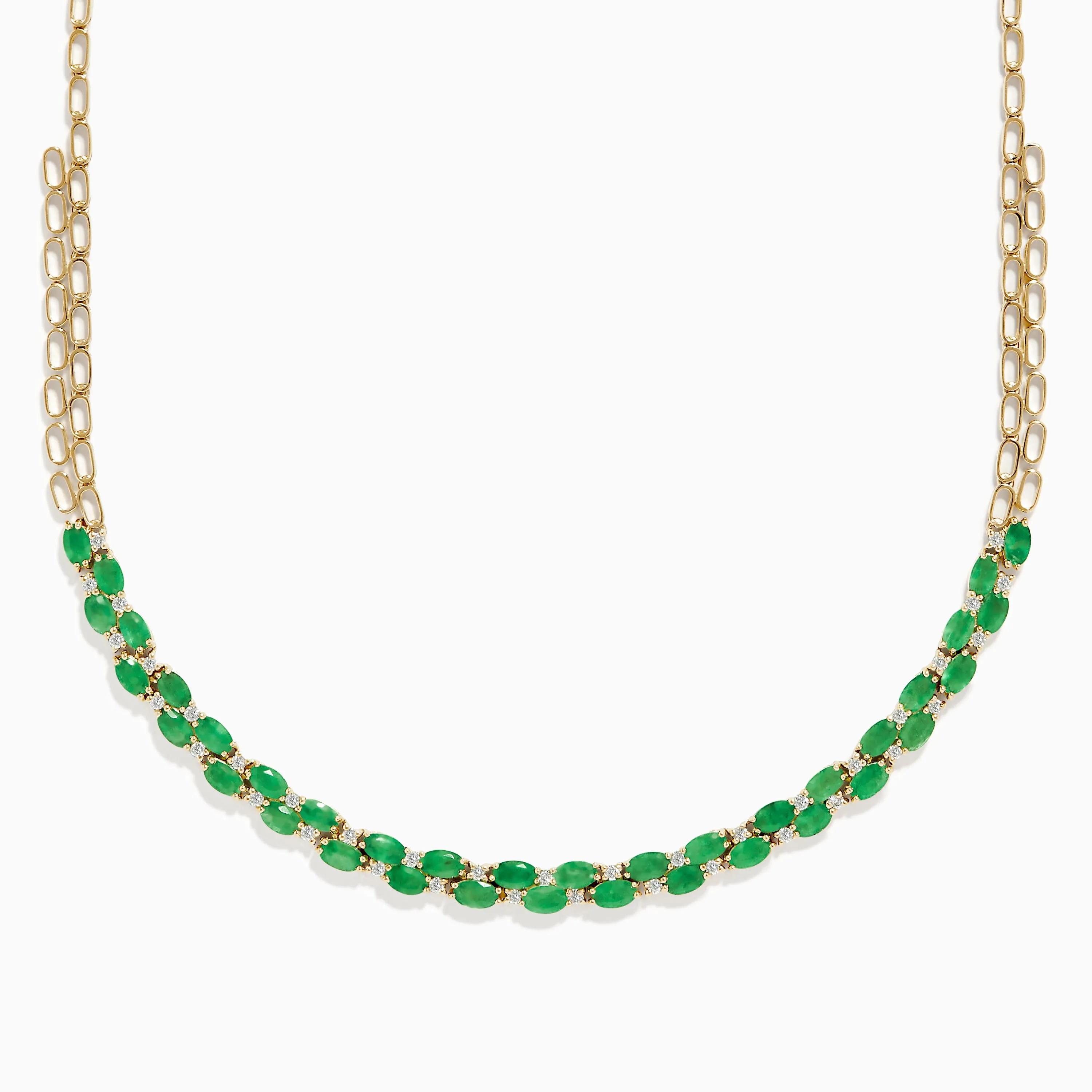 14K Yellow Gold Emerald and Diamond Necklace sold by Effy