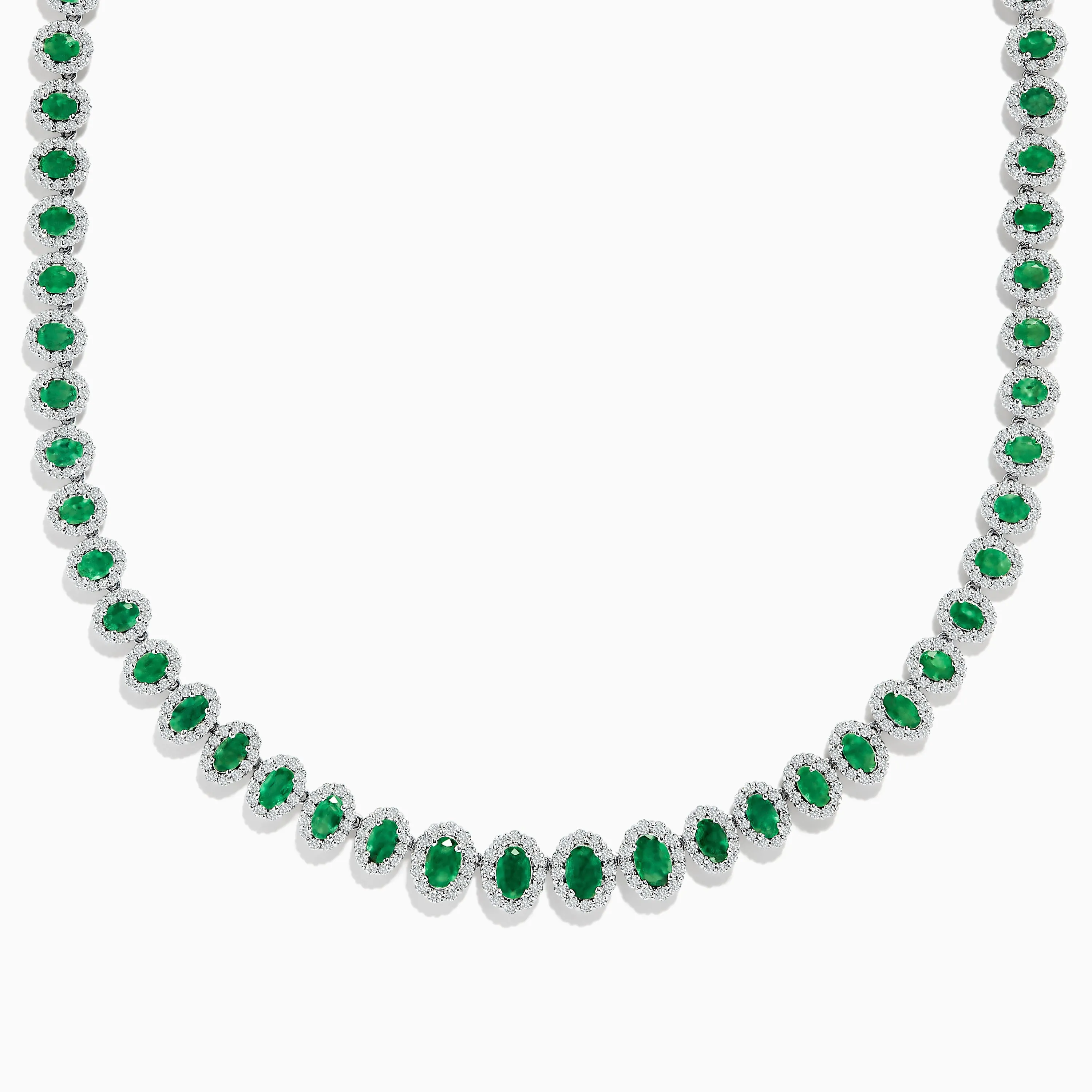 14K White Gold Emerald and Diamond Tennis Necklace sold by Effy