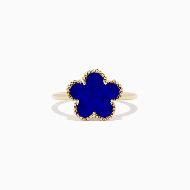 Novelty 14K Yellow Gold Lapis Flower Ring sold by Effy