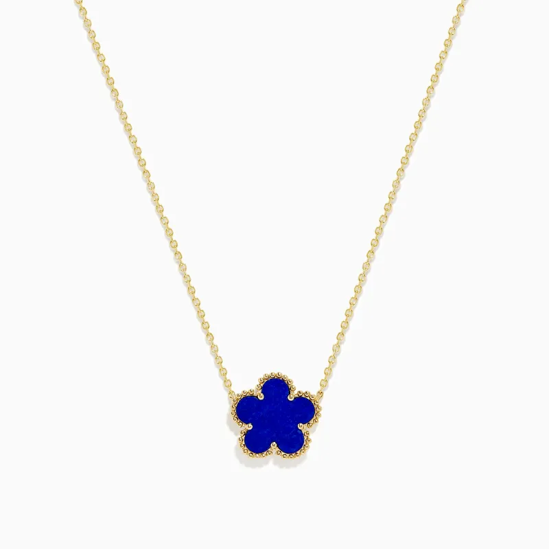 Novelty 14K Yellow Gold Lapis Flower Necklace sold by Effy