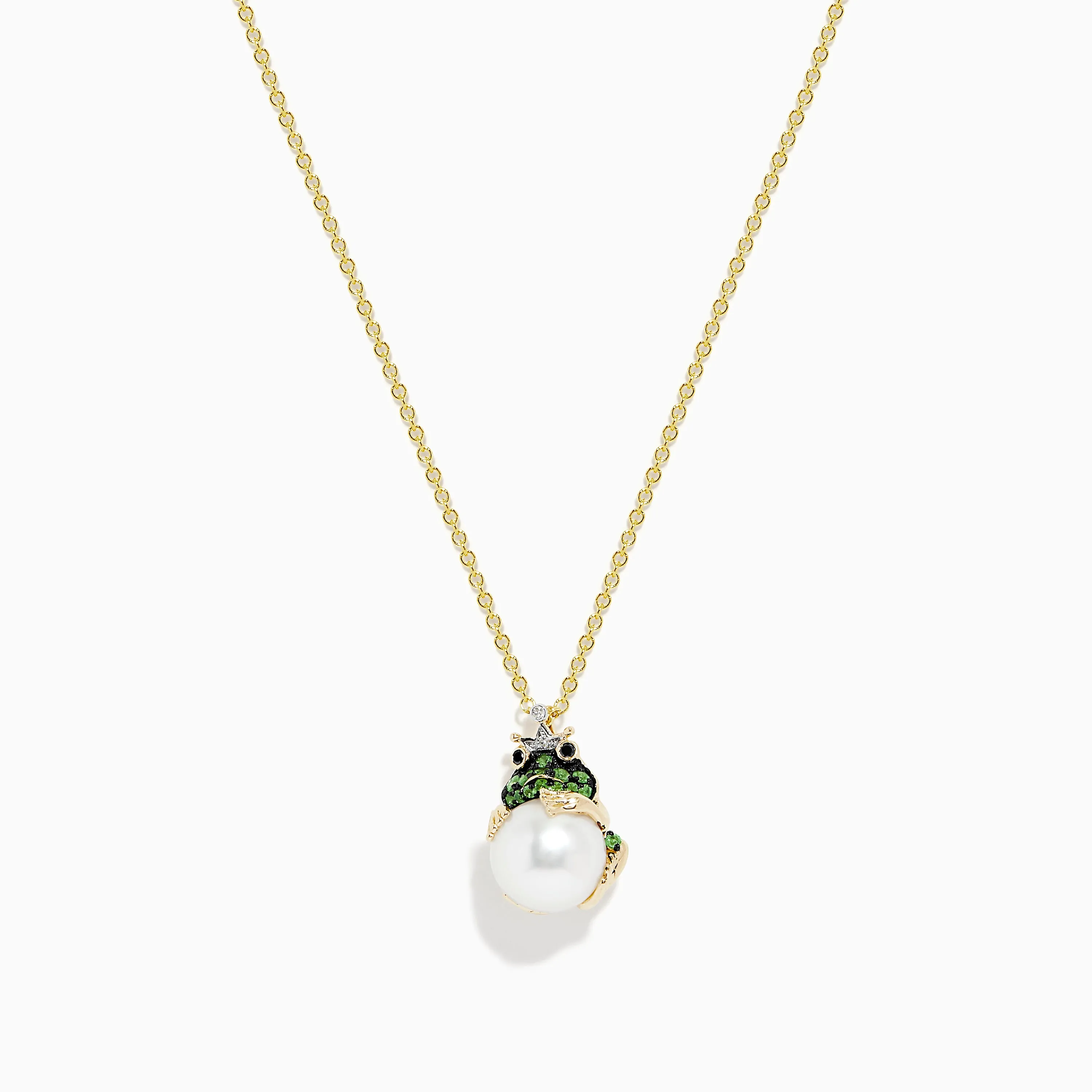 Safari 14K Yellow Gold Tsavorite, Diamond and Pearl Frog Pendant sold by Effy