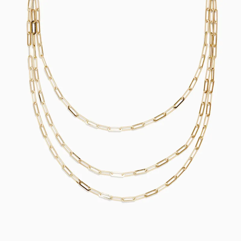 14K Yellow Gold 18" Layered Paperclip Chain Necklace sold by Effy