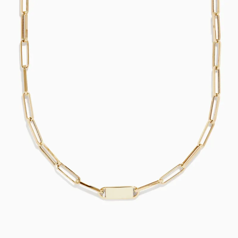 14K Yellow Gold 18" Paperclip Mini ID Necklace sold by Effy