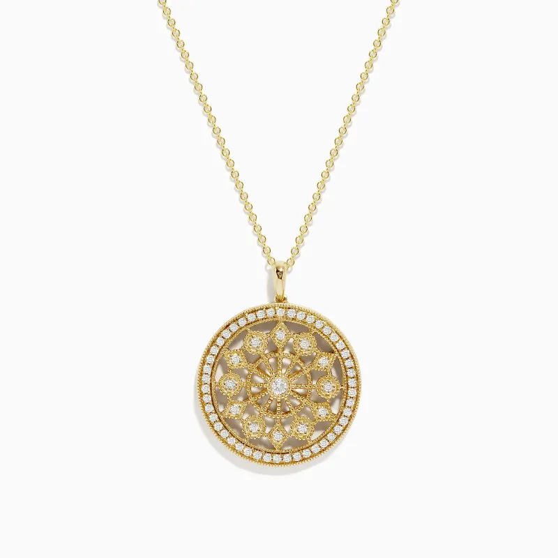 D'Oro 14K Yellow Gold Diamond Mandala Pendant sold by Effy