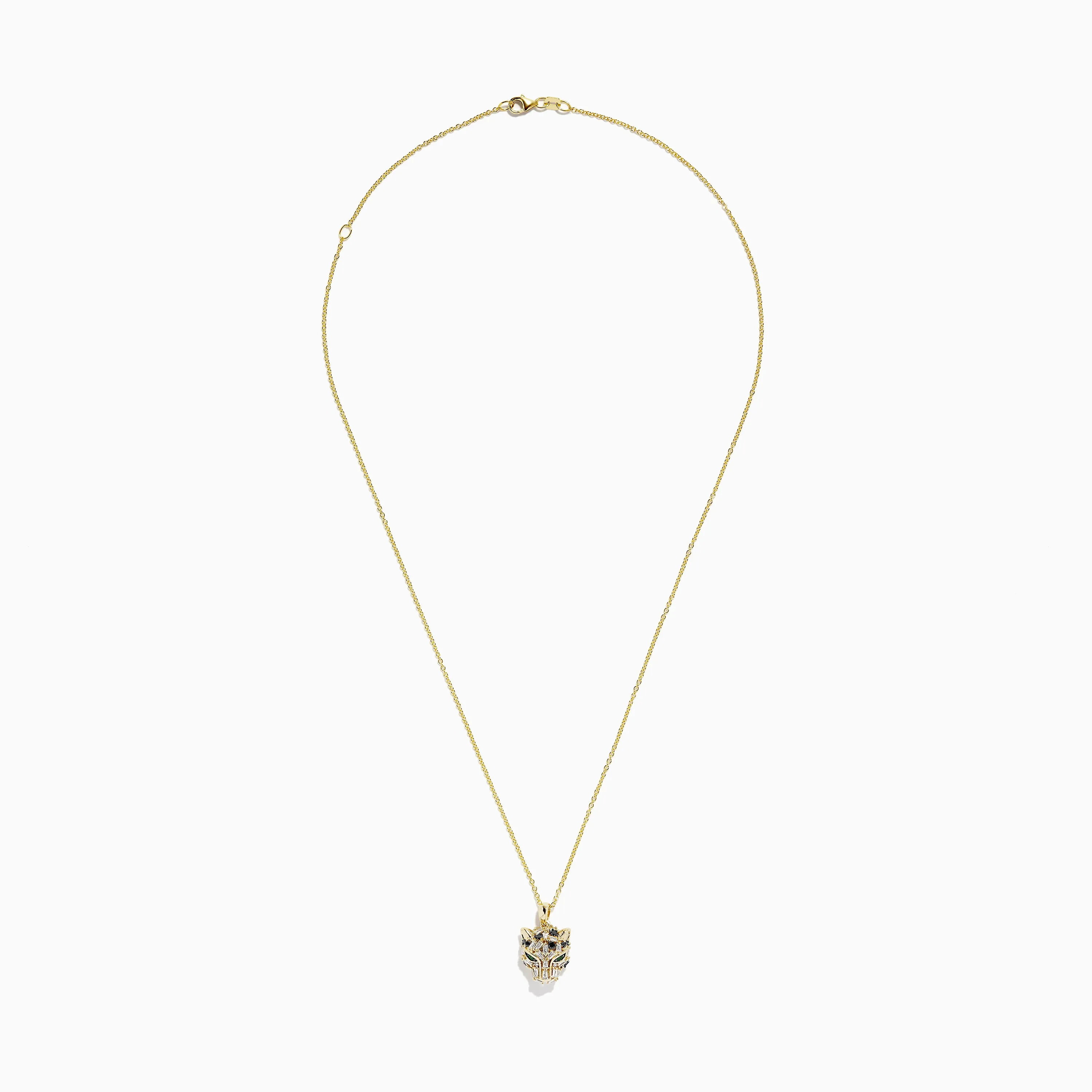 Signature 14K Yellow Gold Black and White Diamond Panther Pendant sold by Effy product image thumbnail 2