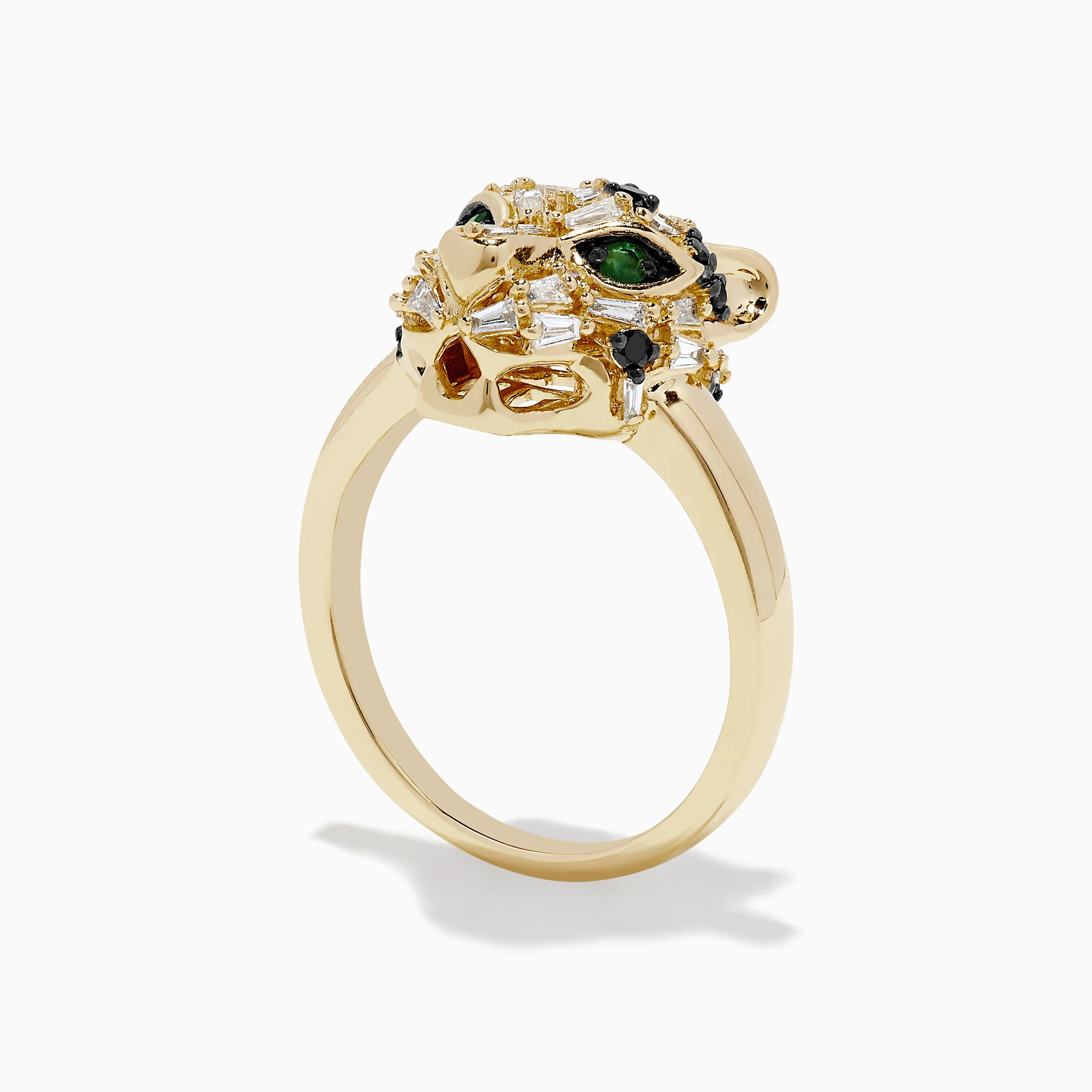 Signature 14K Yellow Gold Diamond and Emerald Panther Ring sold by Effy product image thumbnail 3
