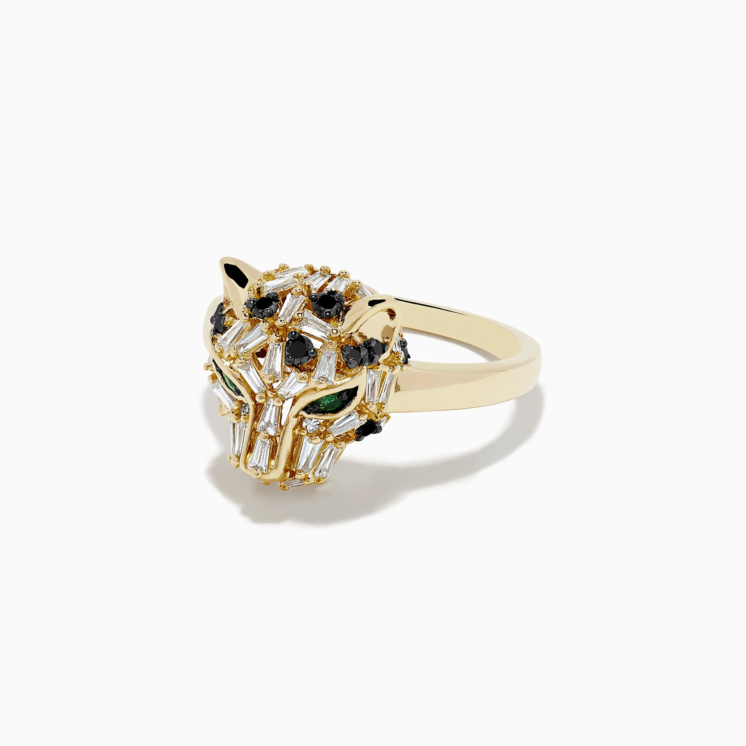 Signature 14K Yellow Gold Diamond and Emerald Panther Ring sold by Effy product image thumbnail 2