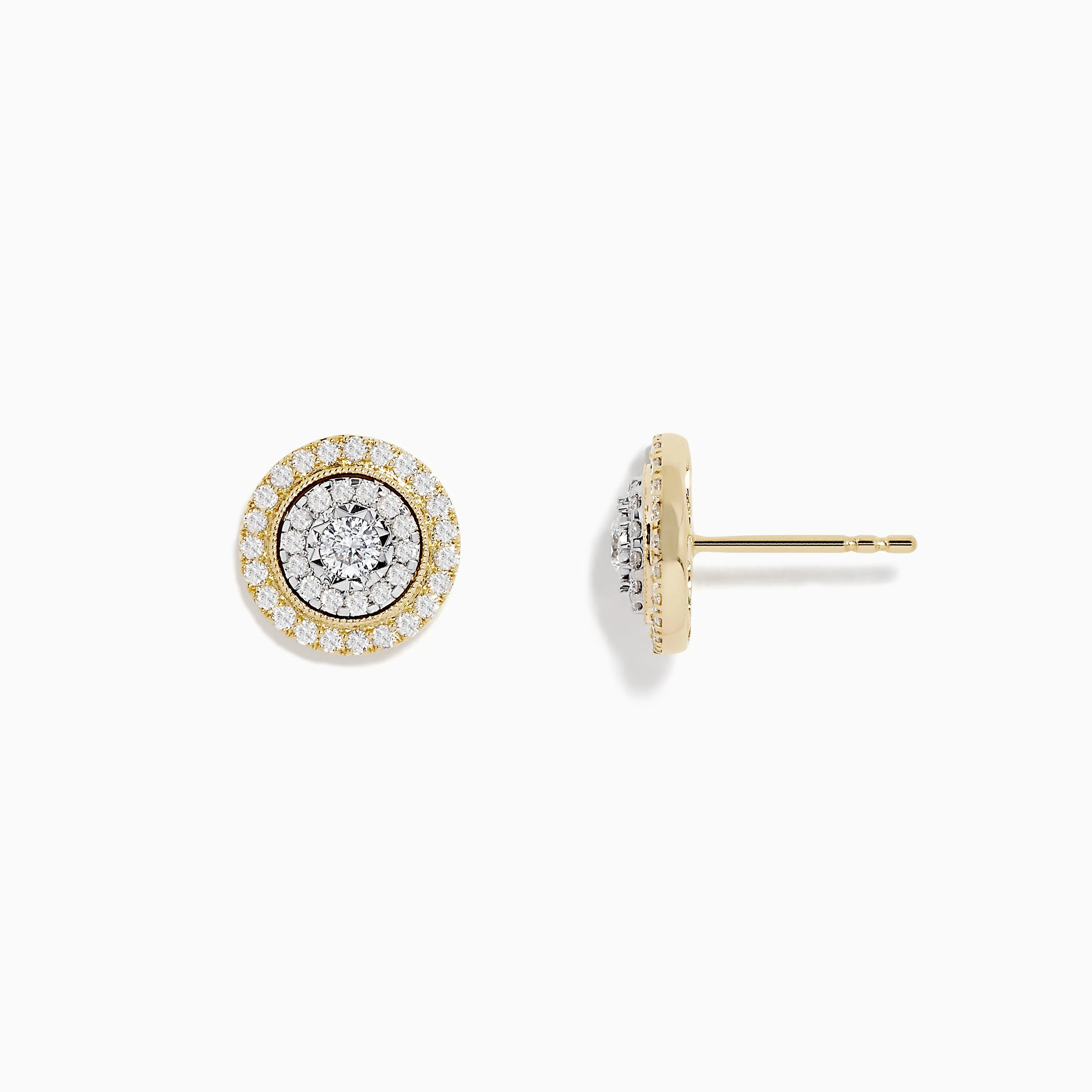 Duo 14K Two Tone Gold 1/2" Diamond Halo Stud Earrings 0.69 TCW sold by Effy product image thumbnail 2