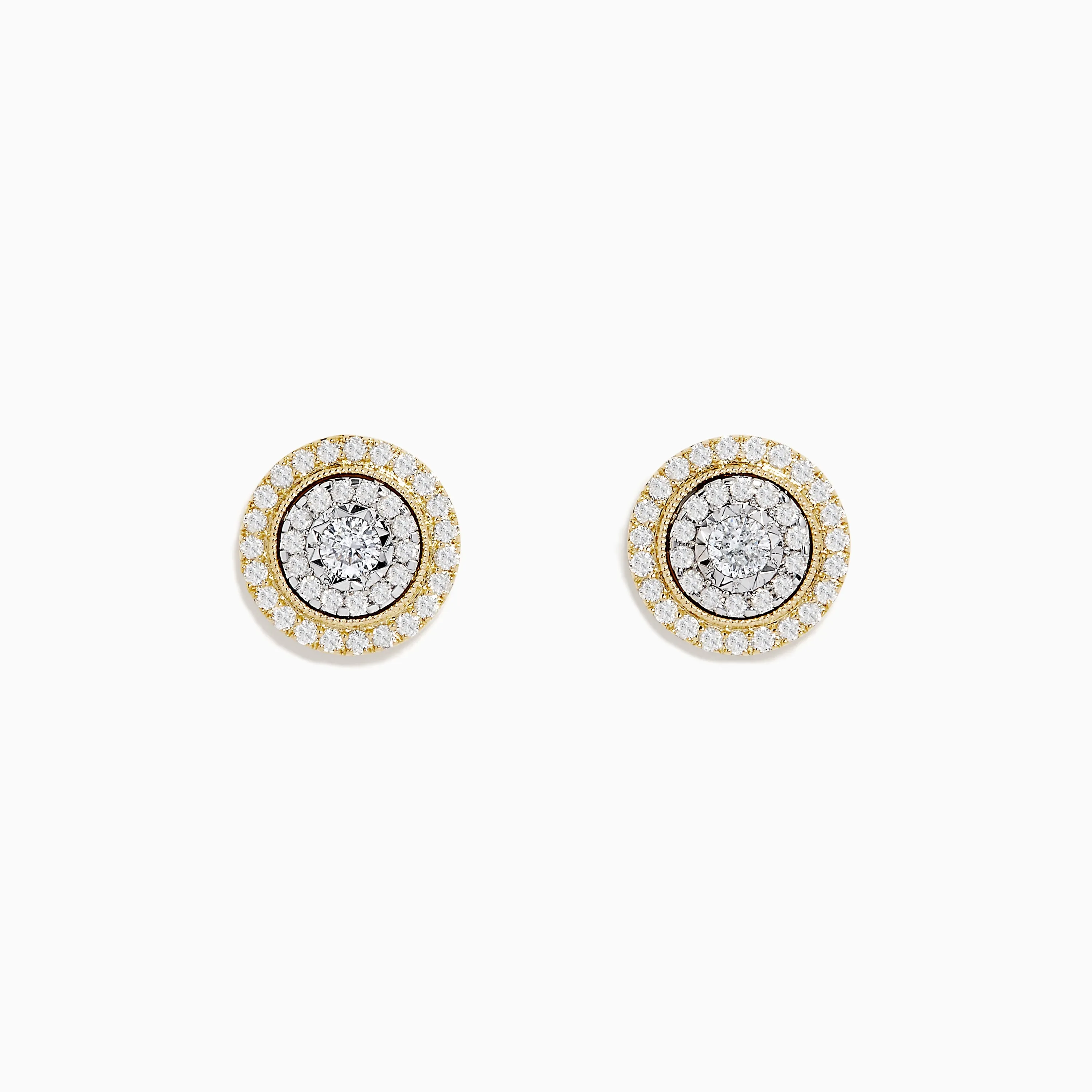 Duo 14K Two Tone Gold 1/2" Diamond Halo Stud Earrings 0.69 TCW sold by Effy