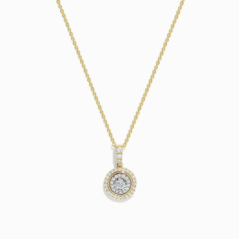 Duo 14K Two Tone Gold Diamond Halo Pendant 0.42 TCW sold by Effy
