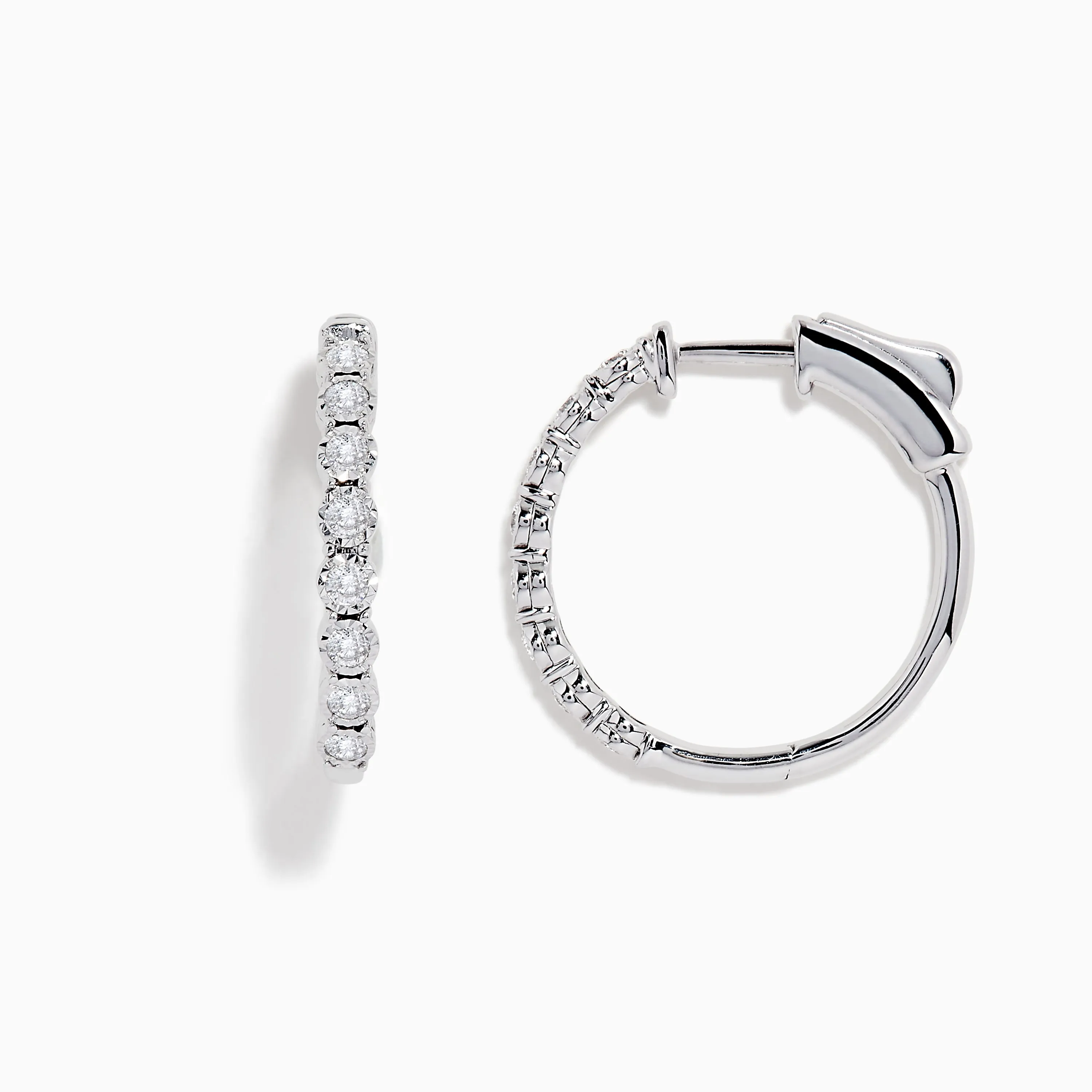 Pave Classica 14K White Gold 3/4" Diamond Hoop Earrings 0.43 TCW sold by Effy product image thumbnail 2