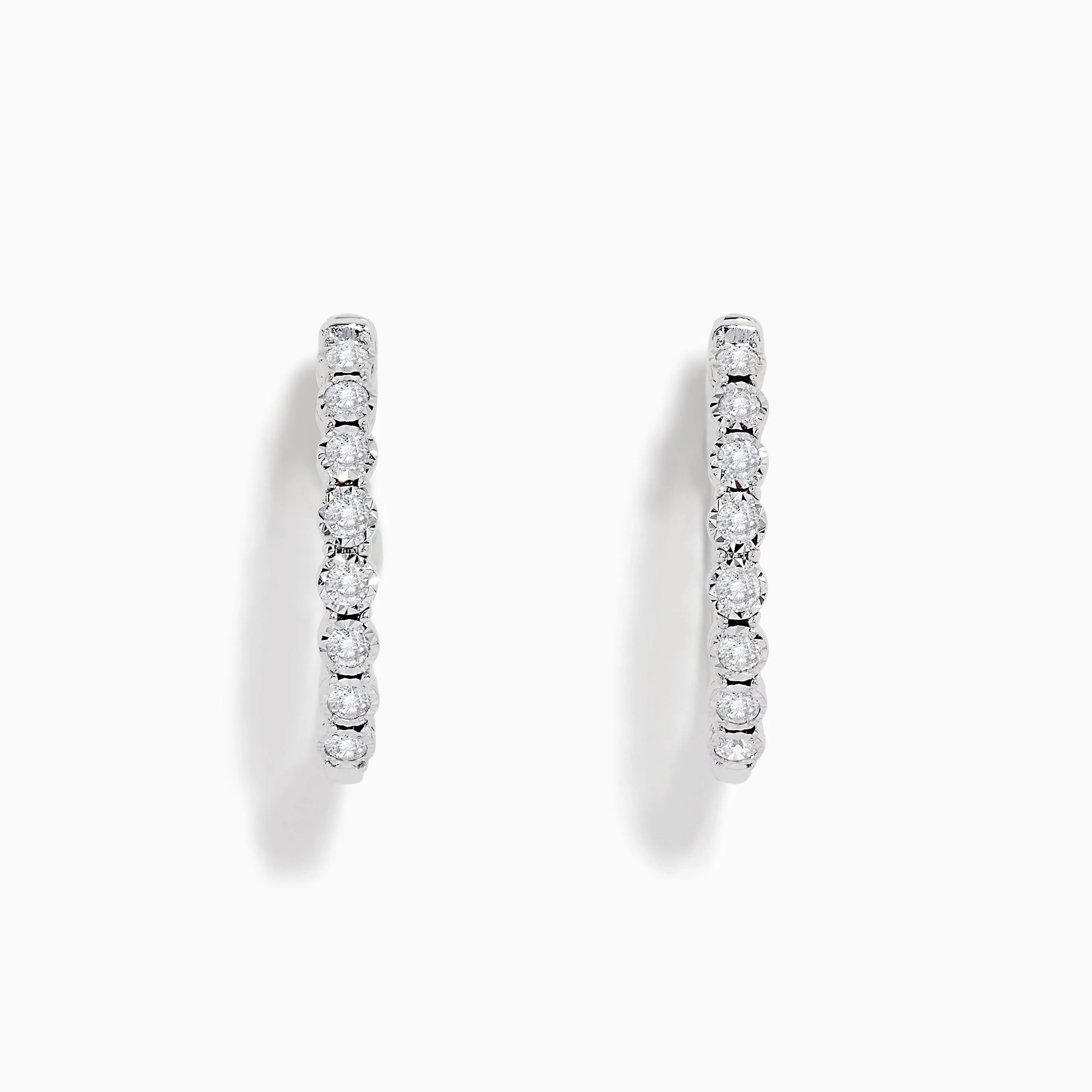 Pave Classica 14K White Gold 3/4" Diamond Hoop Earrings 0.43 TCW sold by Effy