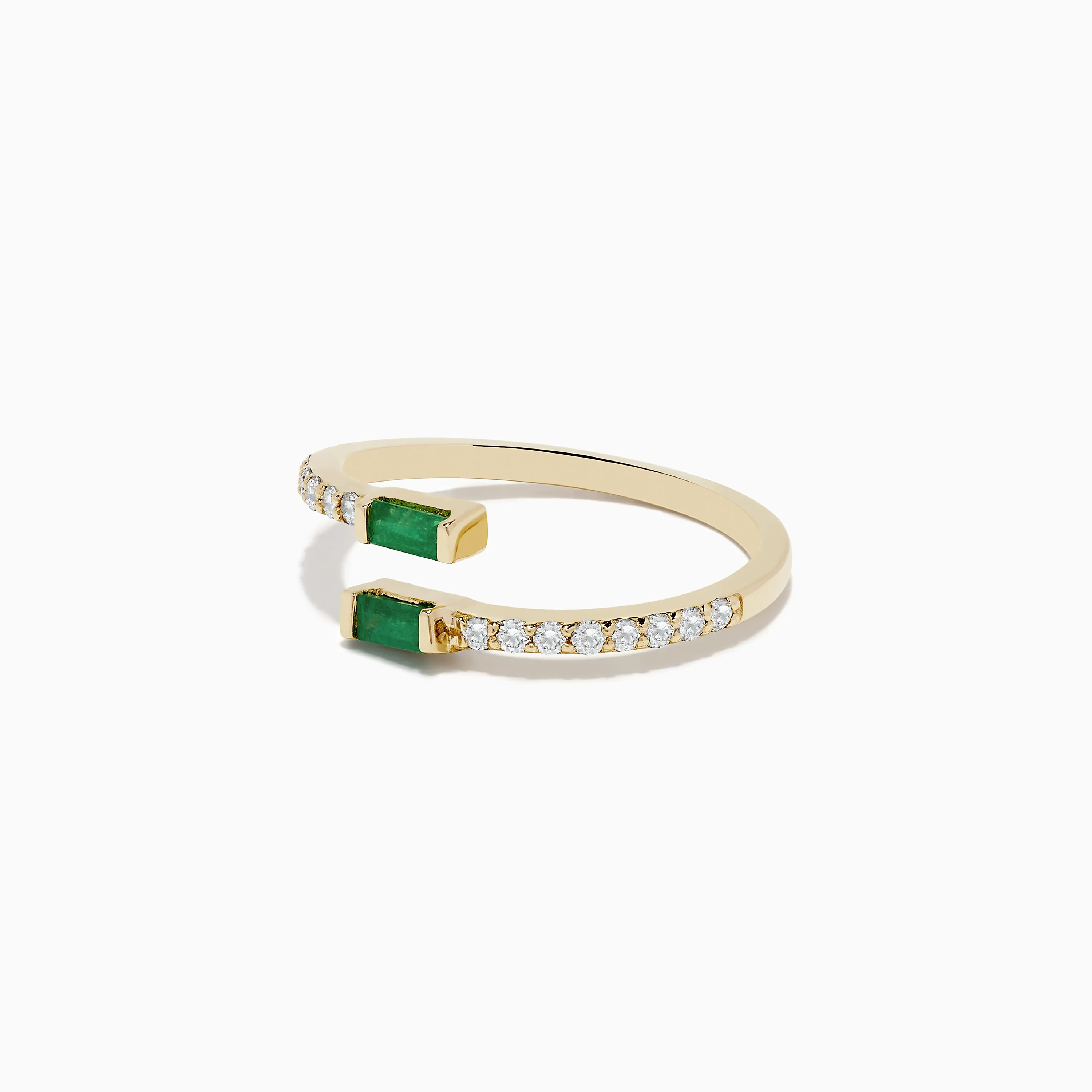 14K Yellow Gold Emerald and Diamond Bypass Ring sold by Effy product image thumbnail 2