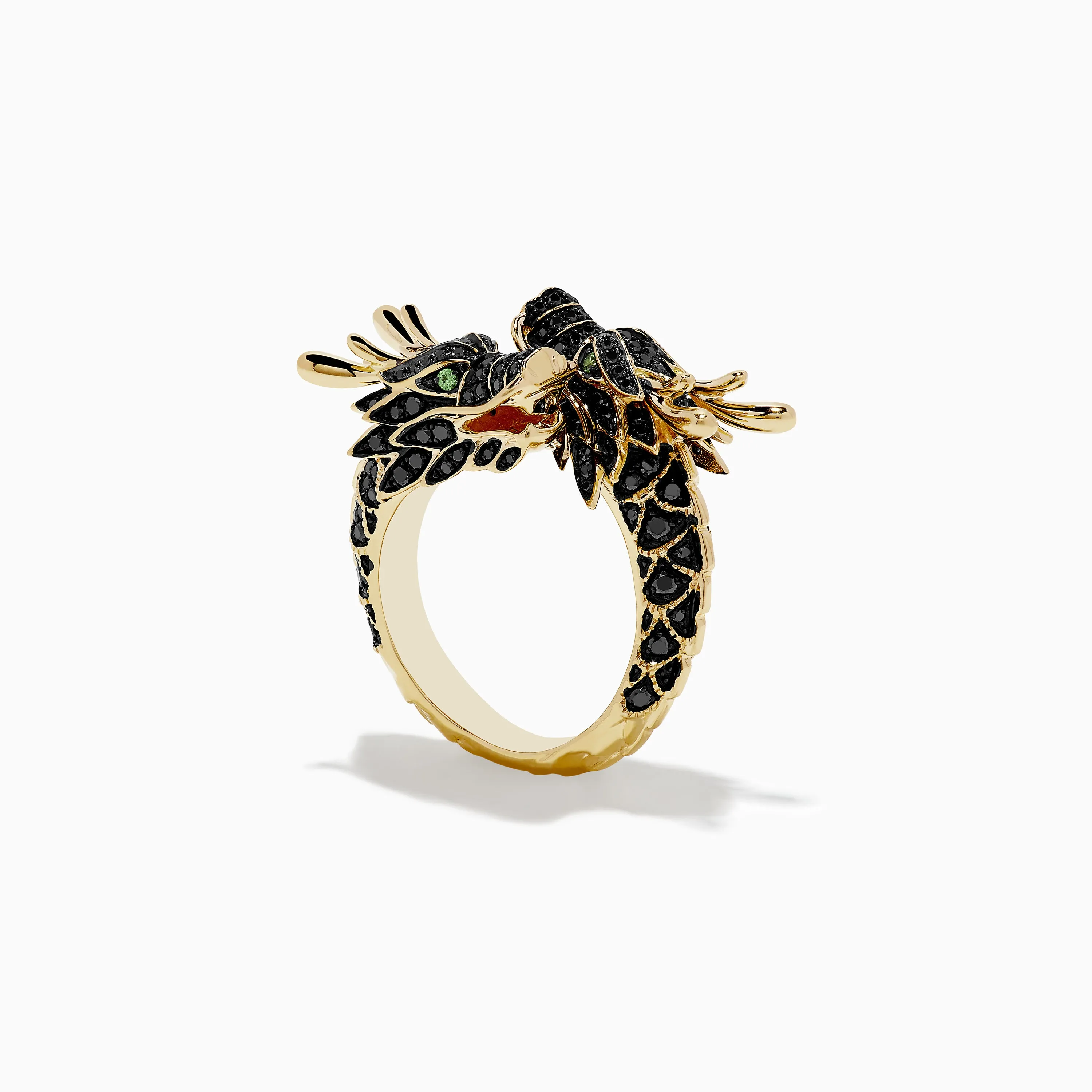 Safari 14K Yellow Gold Black Diamond Dragon Bypass Ring sold by Effy