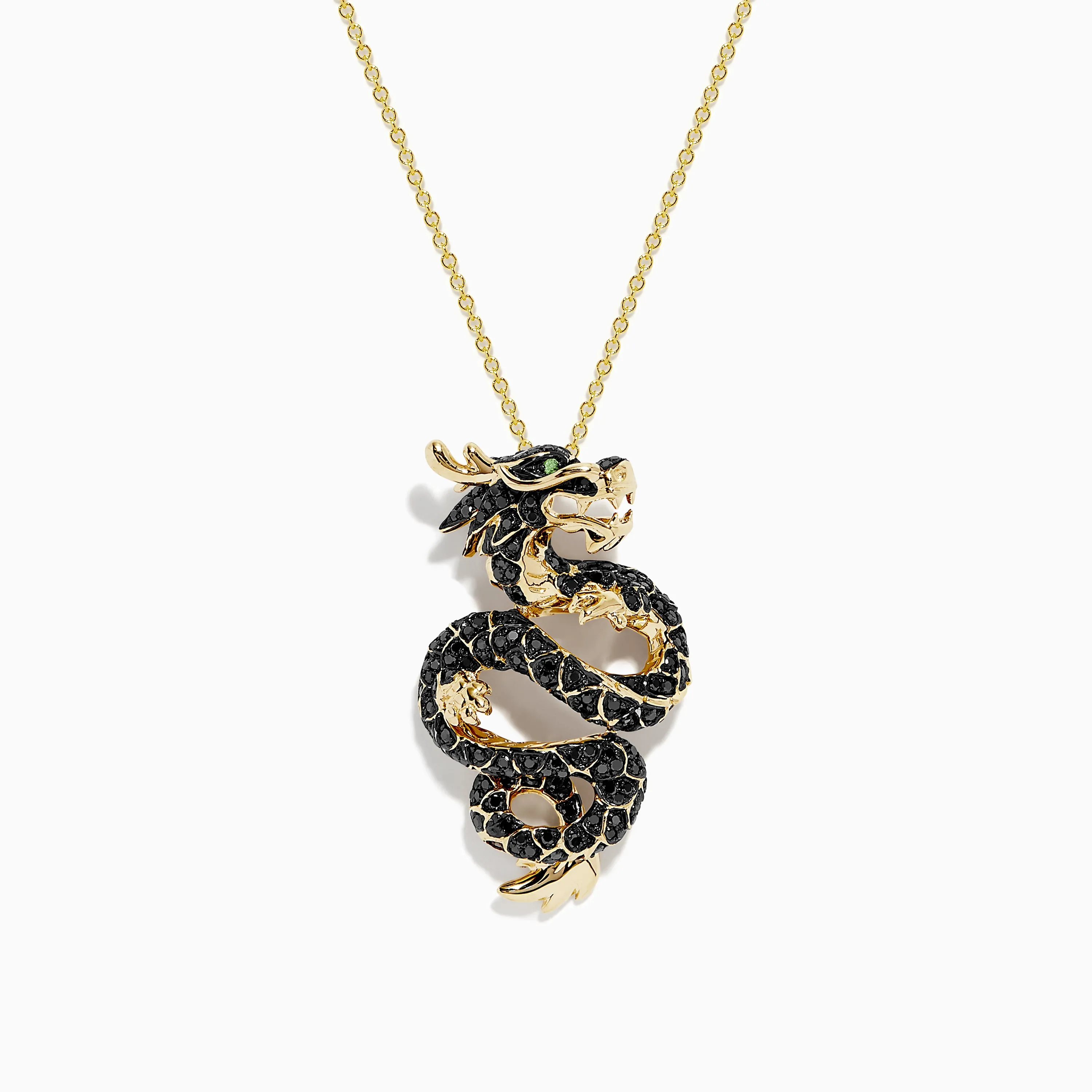 Safari 14K Yellow Gold Black and White Diamond Dragon Pendant sold by Effy