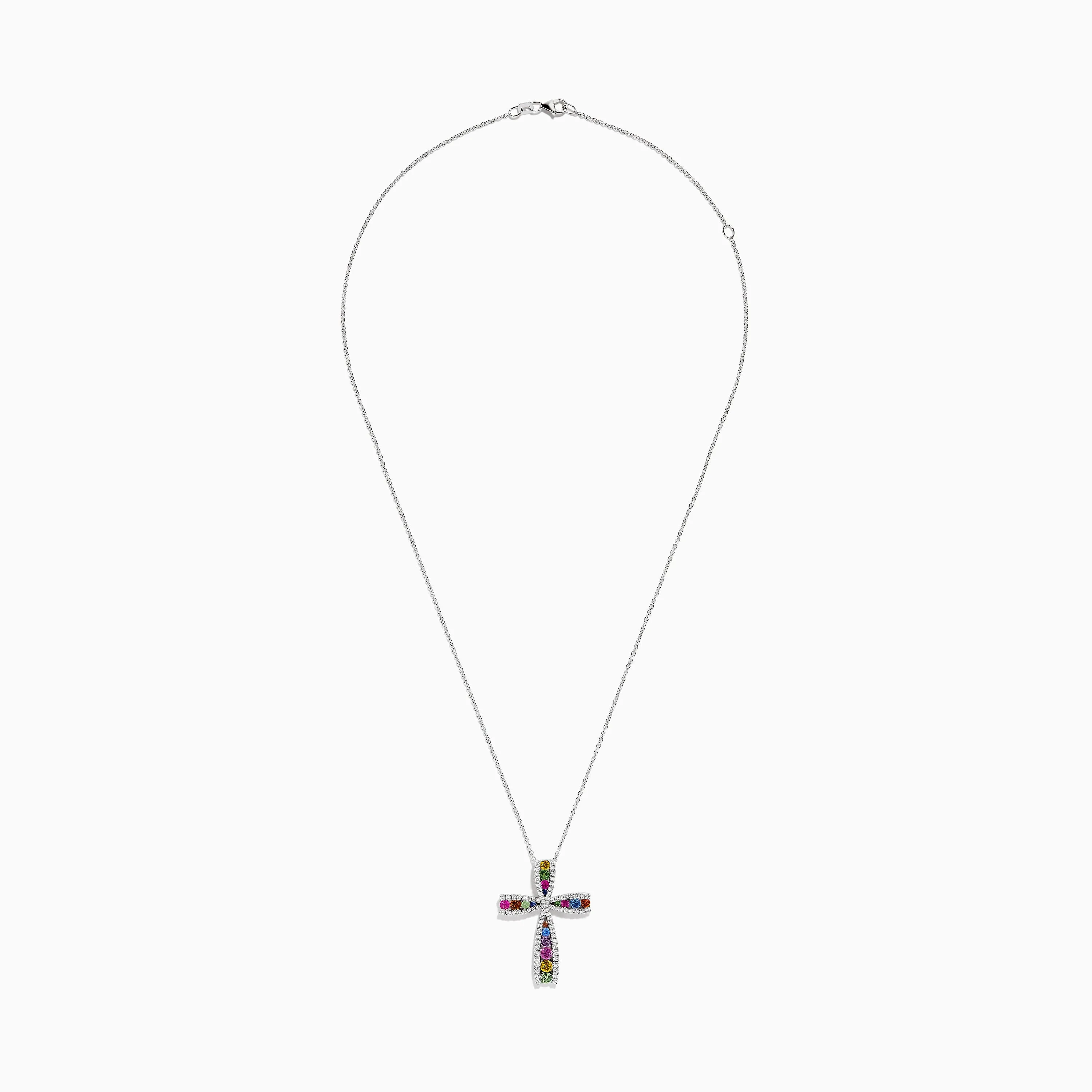 Watercolors 14K White Gold Multi Sapphire and Diamond Cross Pendant sold by Effy product image thumbnail 2