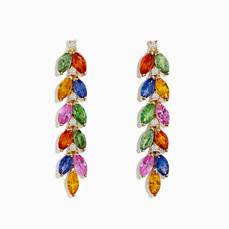 Watercolor 14K Yellow Gold Multi Sapphire and Diamond Drop Earrings sold by Effy