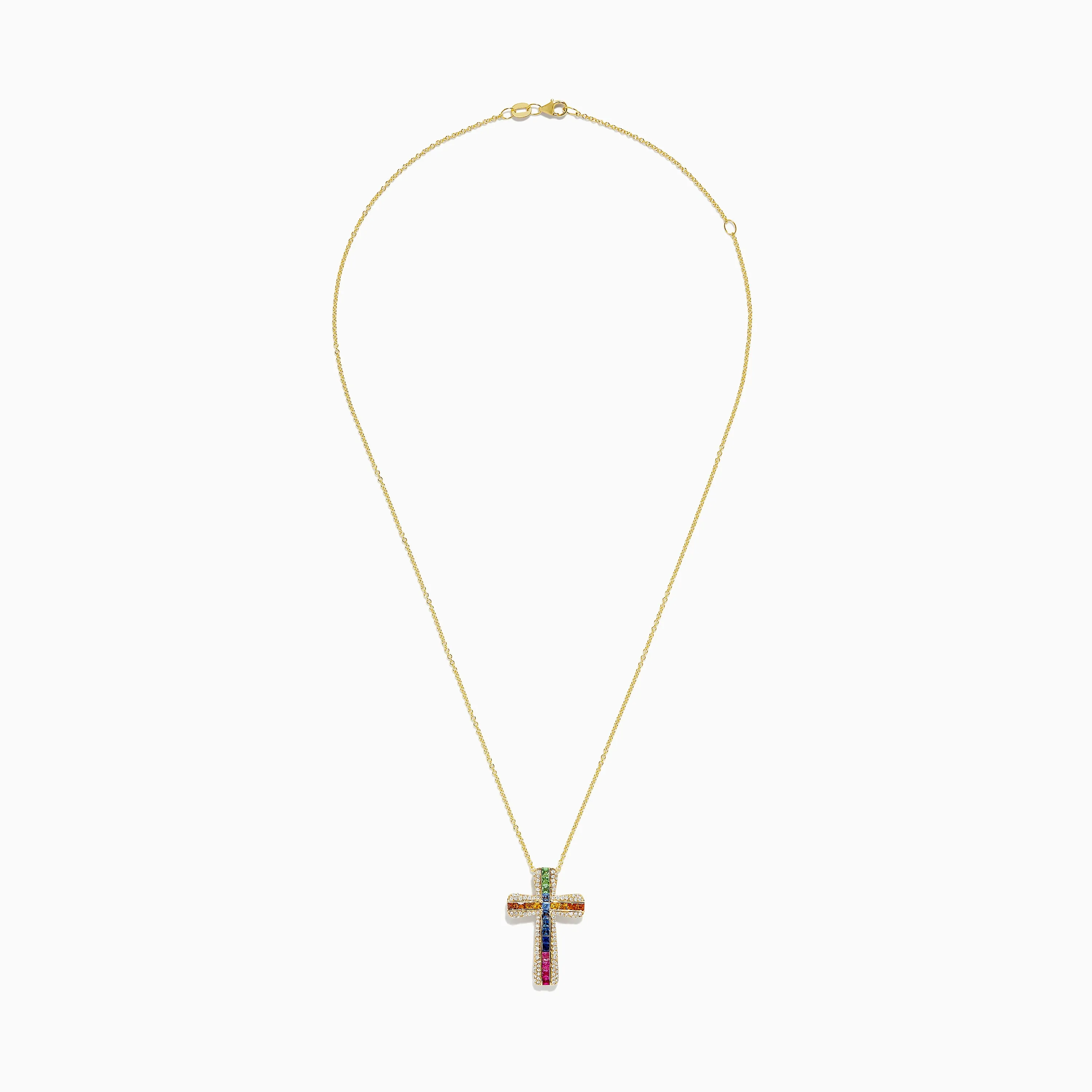 Watercolors 14K Gold Multi Sapphire and Diamond Cross Pendant sold by Effy product image thumbnail 2