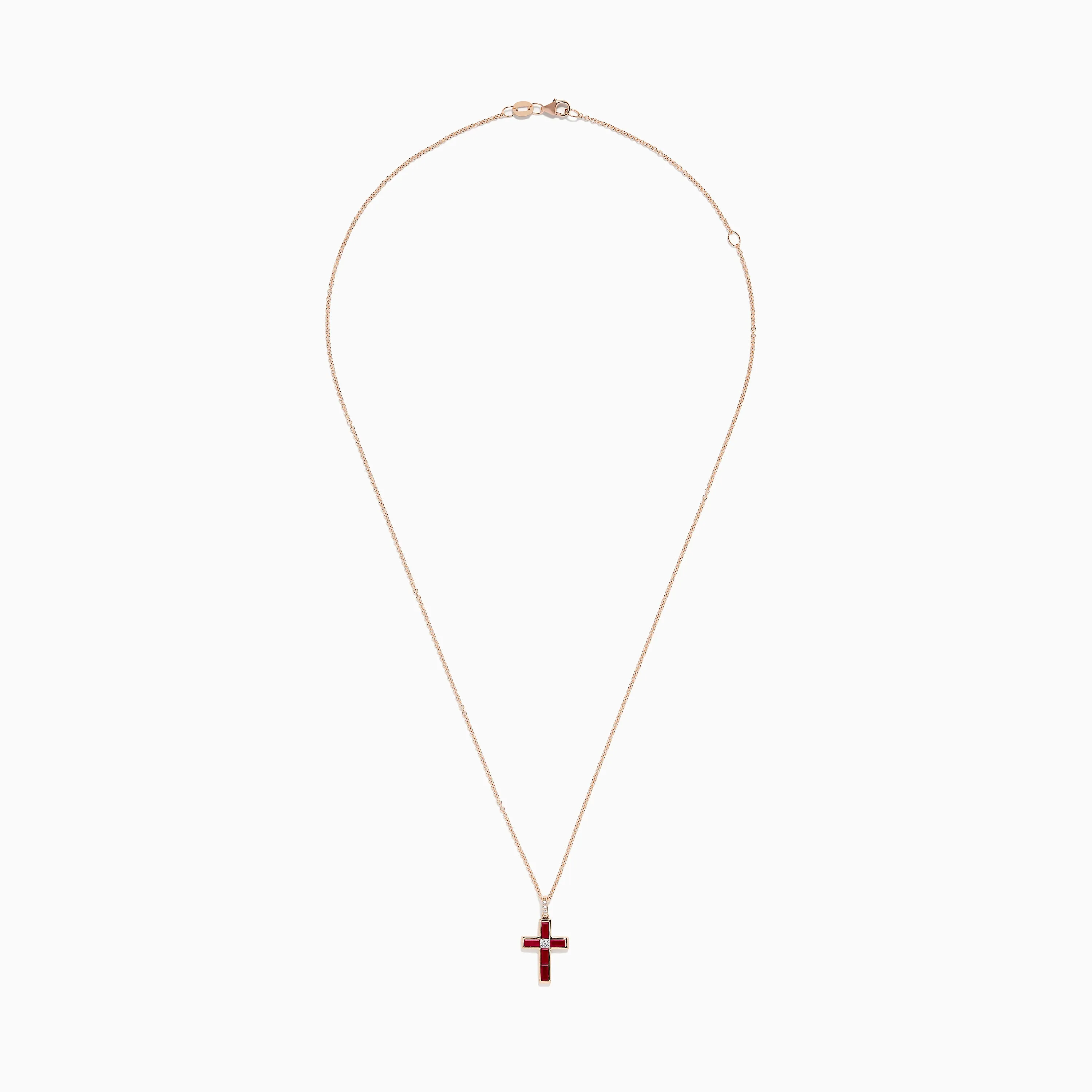 Ruby Royale 14K Rose Gold Ruby and Diamond Cross Pendant sold by Effy product image thumbnail 2