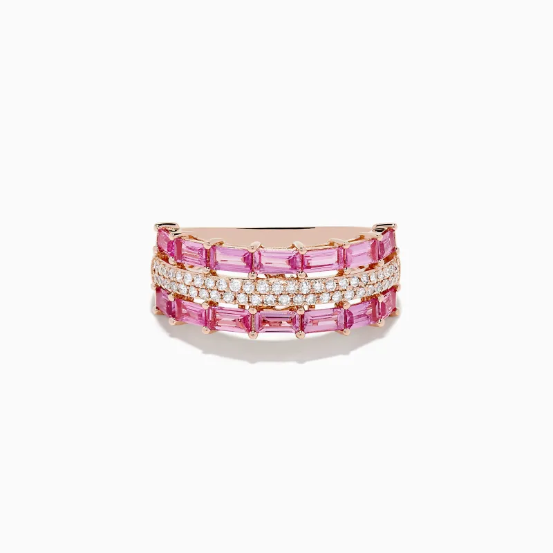 14K Rose Gold Pink Sapphire and Diamond Ring sold by Effy