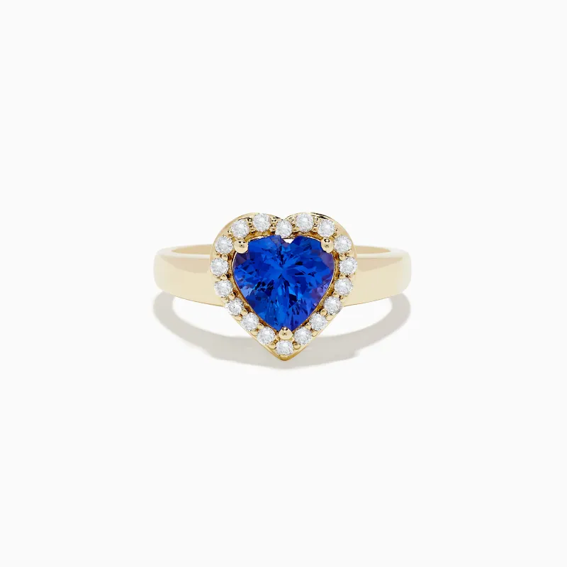 Nahla Siri 14K Yellow Gold Tanzanite and Diamond Heart Ring sold by Effy