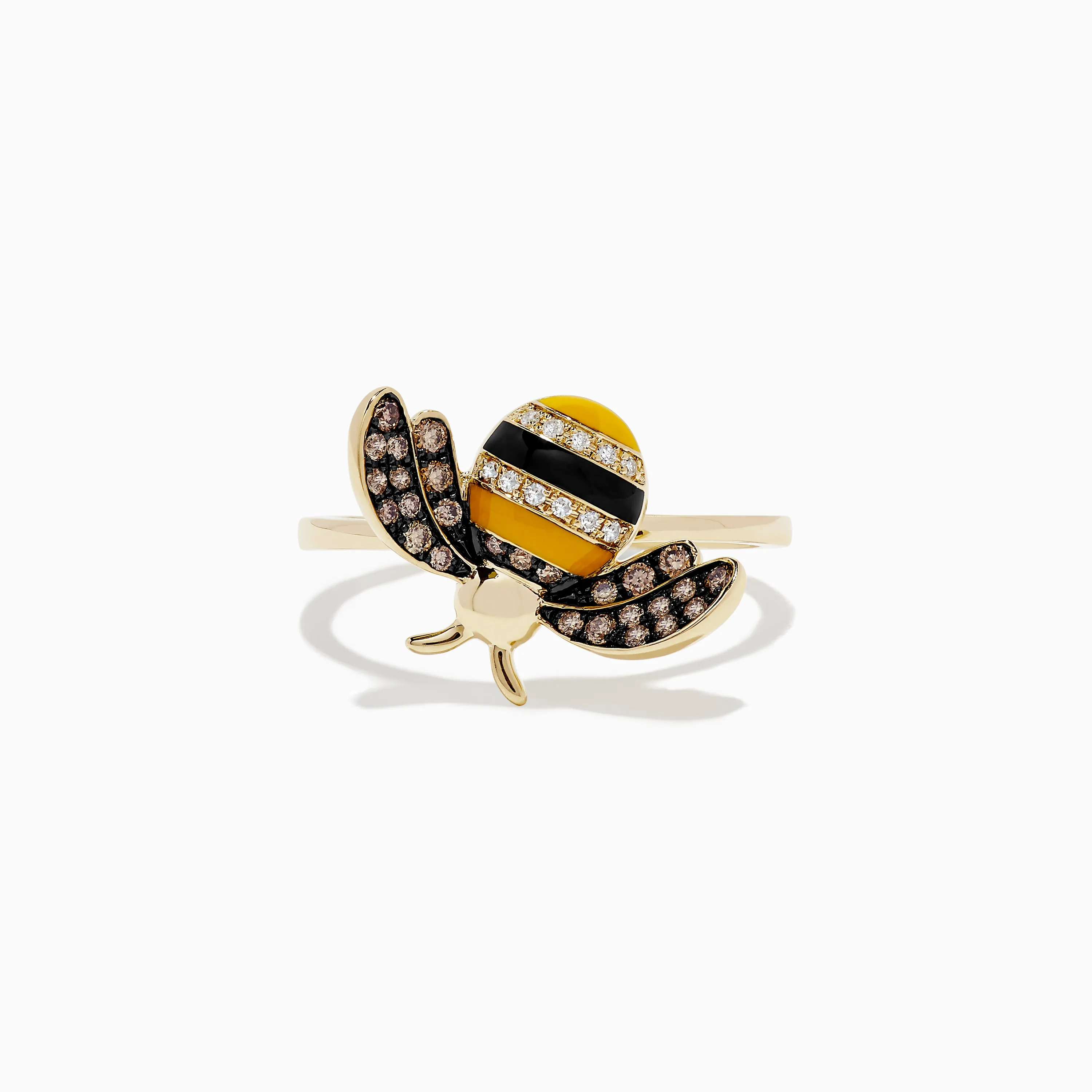 Safari 14K Yellow Gold Diamond and Enamel Bee Ring sold by Effy