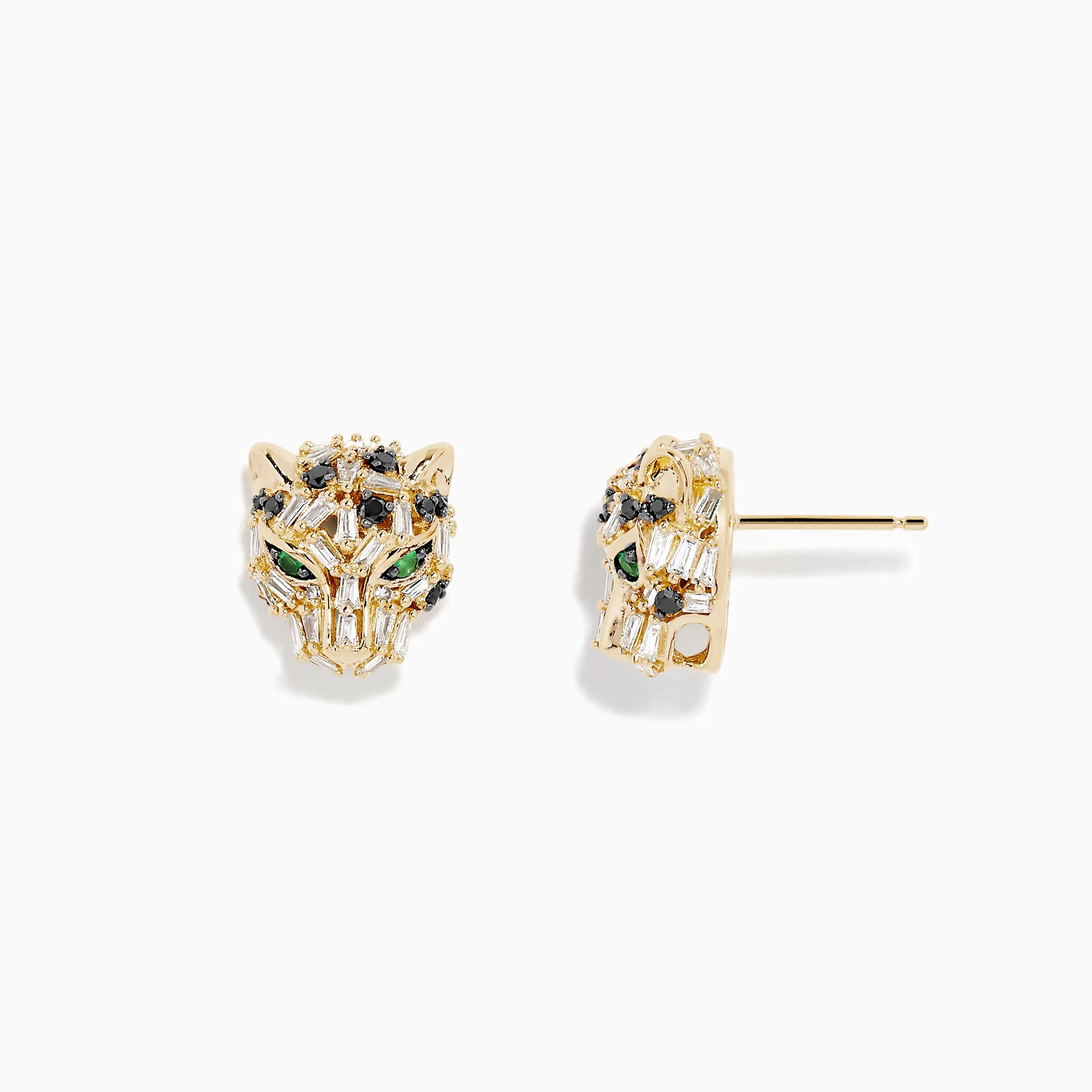 Signature 14K Yellow Gold Black and White Diamond Panther Earrings sold by Effy product image thumbnail 2