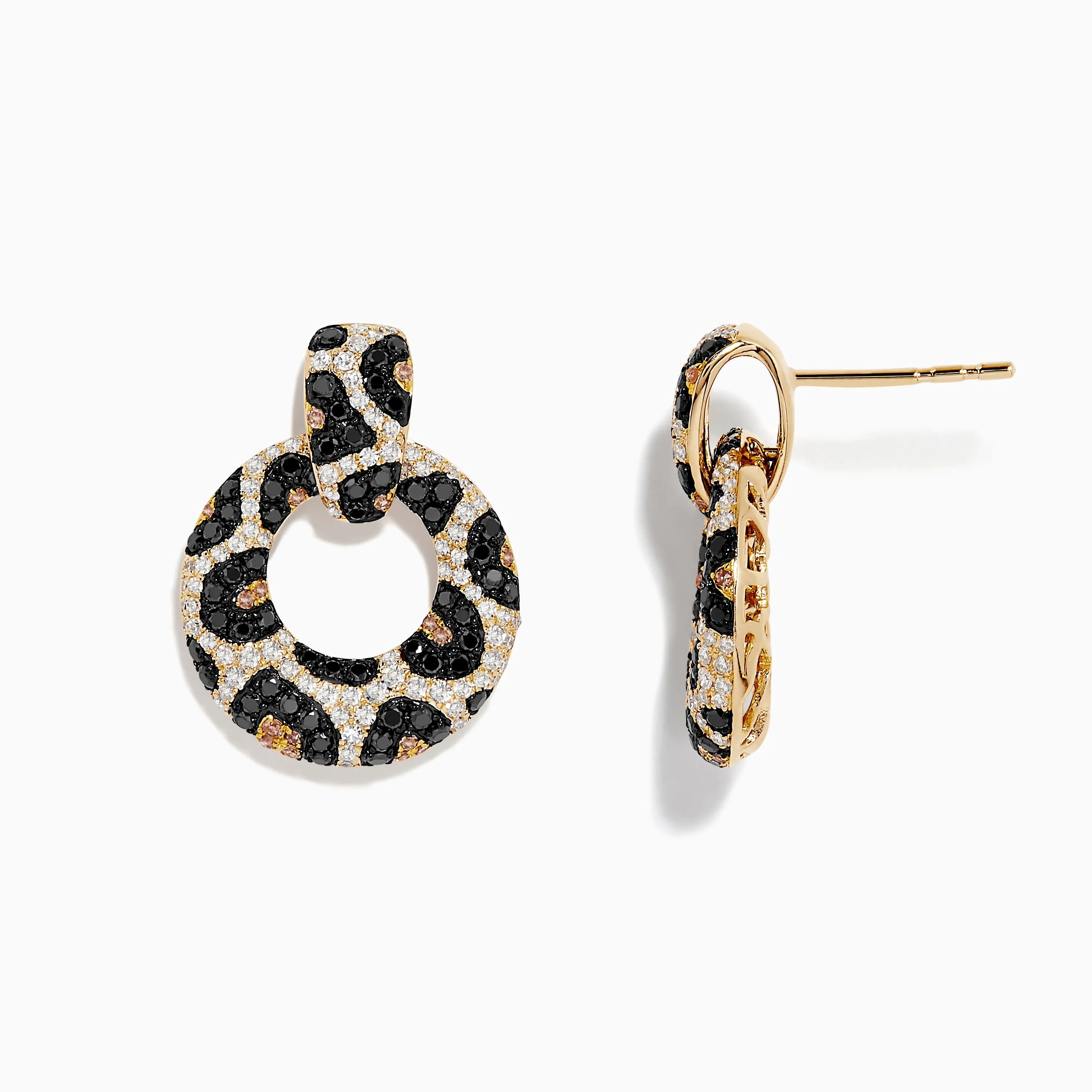 Signature 14K Yellow Gold Black and White Diamond Spot Earrings sold by Effy product image thumbnail 2