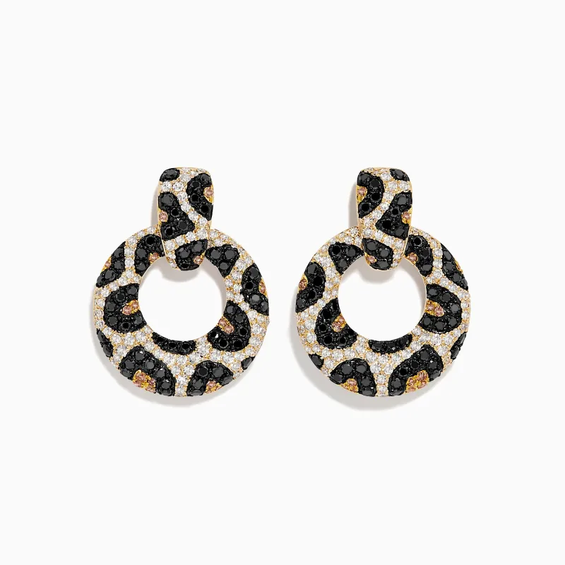 Signature 14K Yellow Gold Black and White Diamond Spot Earrings sold by Effy