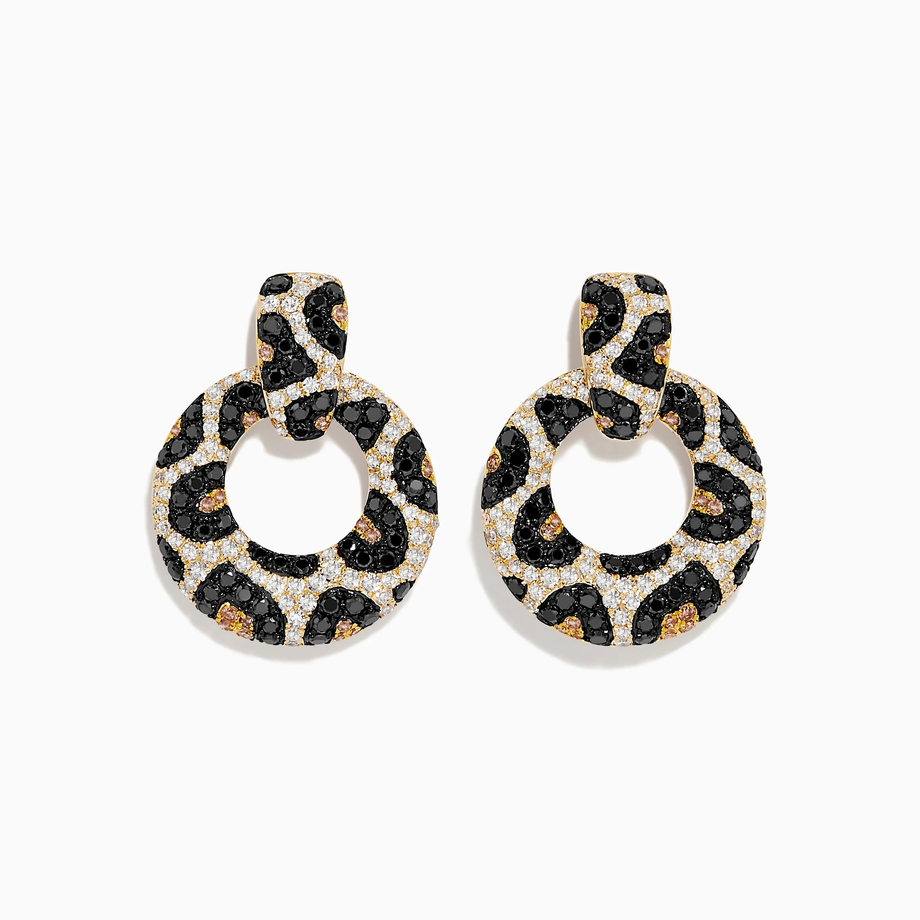 Signature 14K Yellow Gold Black and White Diamond Spot Earrings sold by Effy