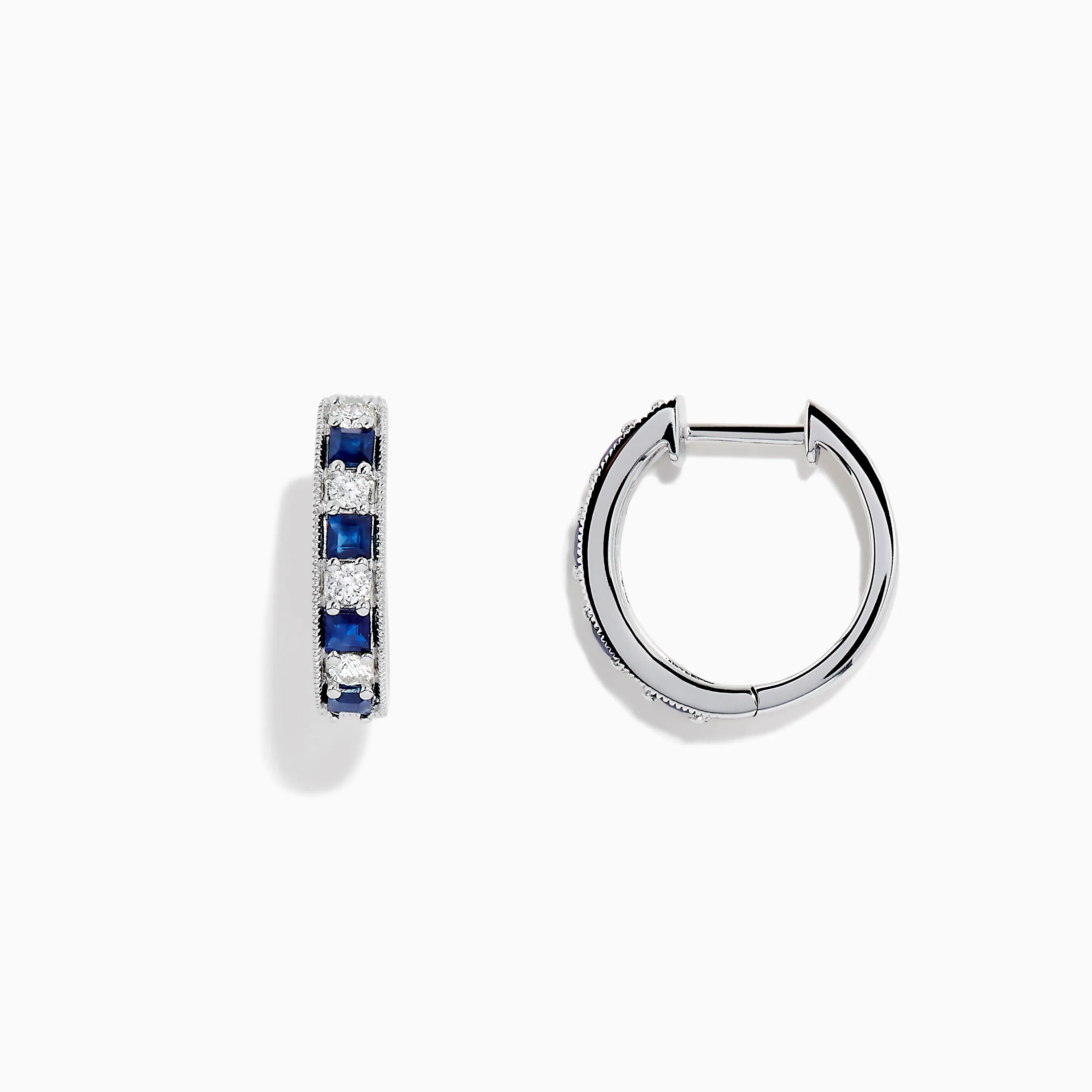 Royale Bleu 14K White Gold Sapphire and Diamond Hoop Earrings sold by Effy product image thumbnail 2