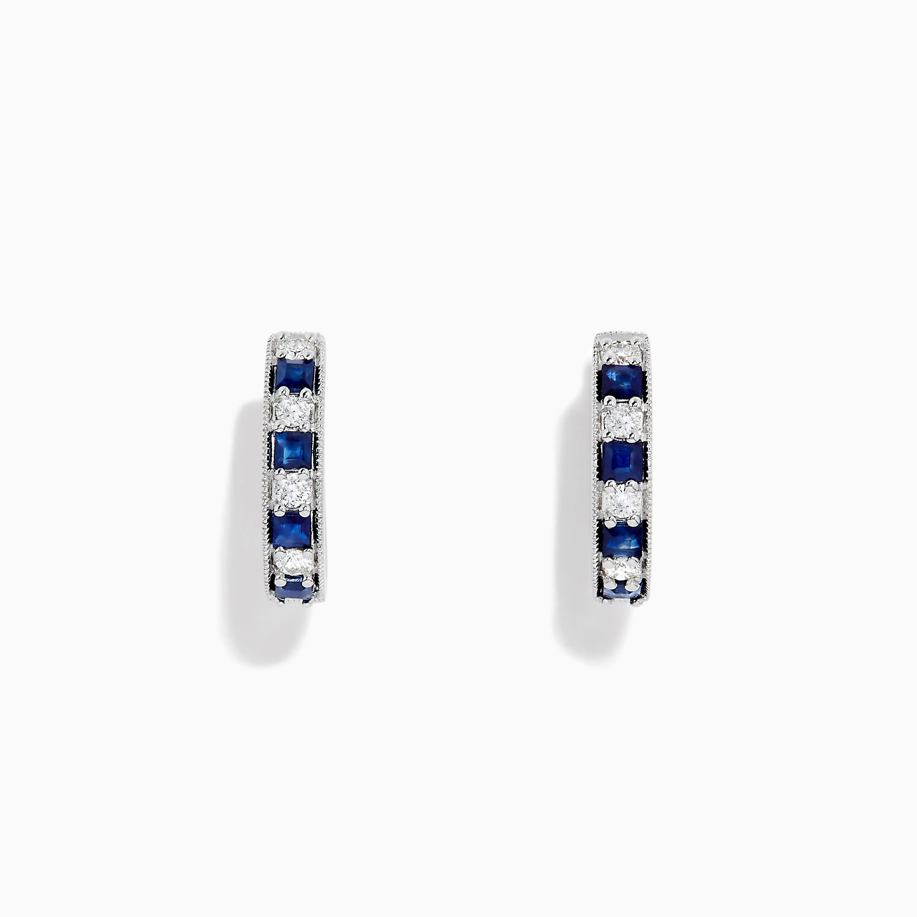 Royale Bleu 14K White Gold Sapphire and Diamond Hoop Earrings sold by Effy