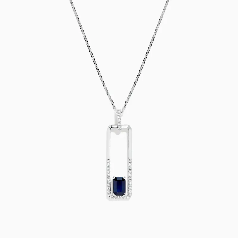 Royale Bleu 14K White Gold Sapphire and Diamond Pendant sold by Effy