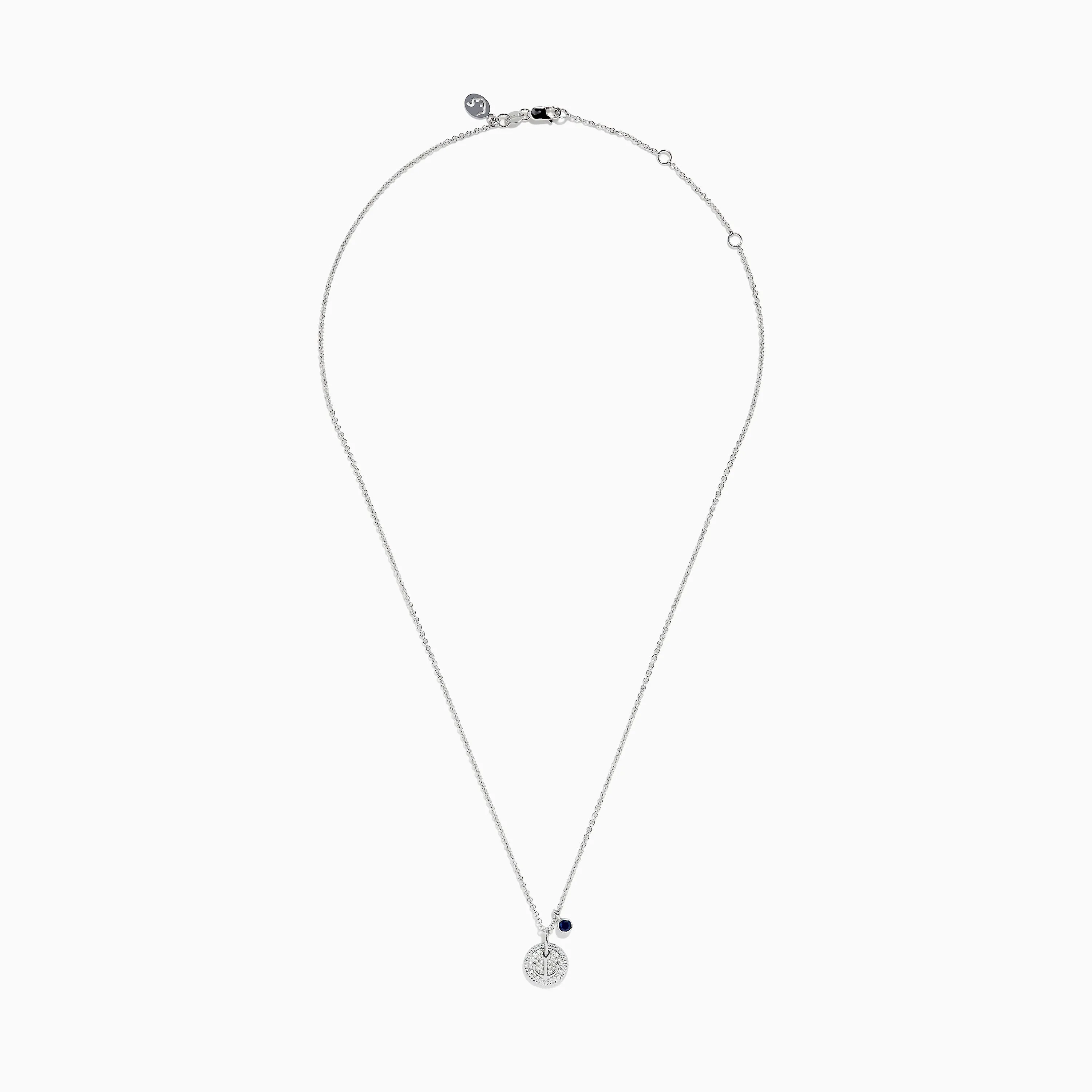 Seaside Sterling Silver Sapphire and Diamond Anchor Necklace sold by Effy product image thumbnail 2