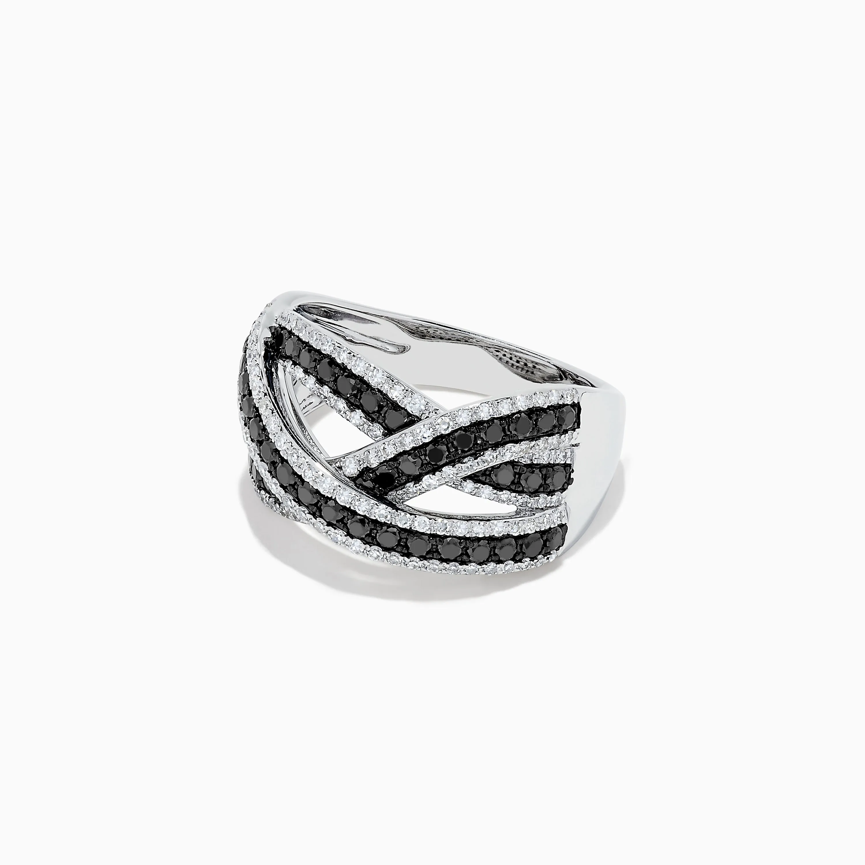 14K White Gold Black and White Diamond Crossover Ring sold by Effy product image thumbnail 2
