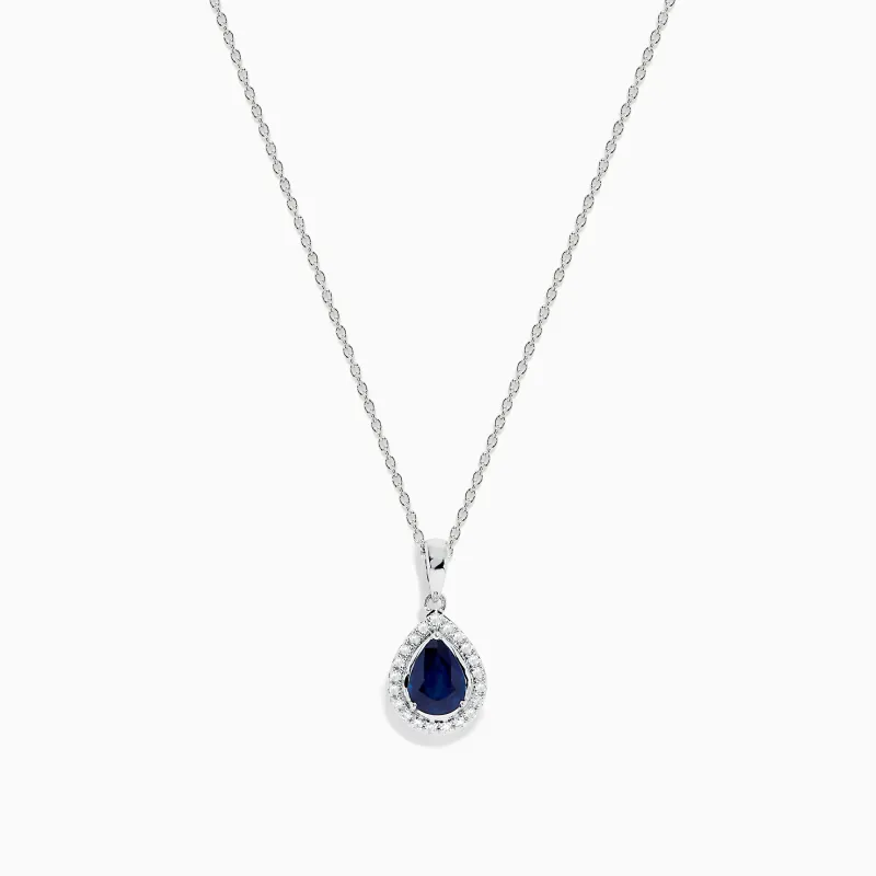 Royale Bleu 14K White Gold Sapphire and Diamond Pendant sold by Effy