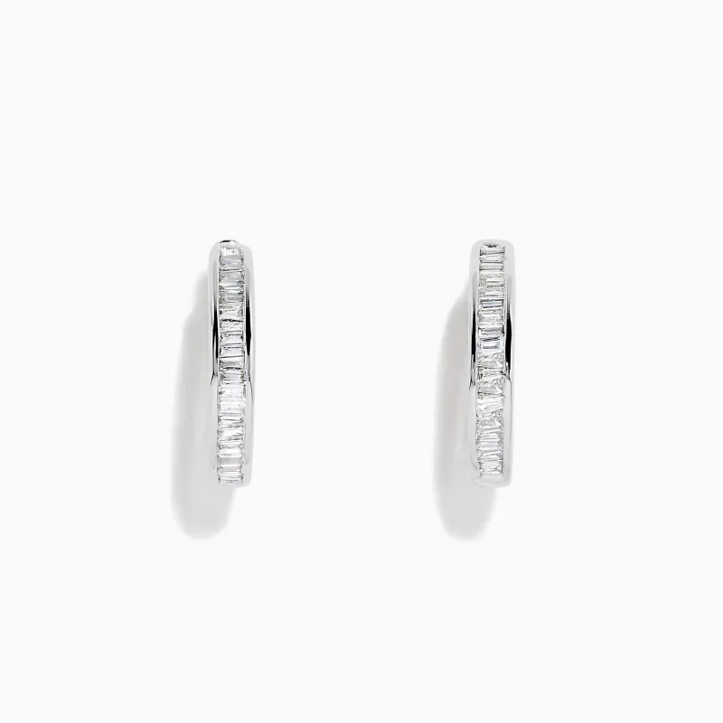 14K White Gold 7/8" Diamond Hoop Earrings 0.49 TCW sold by Effy