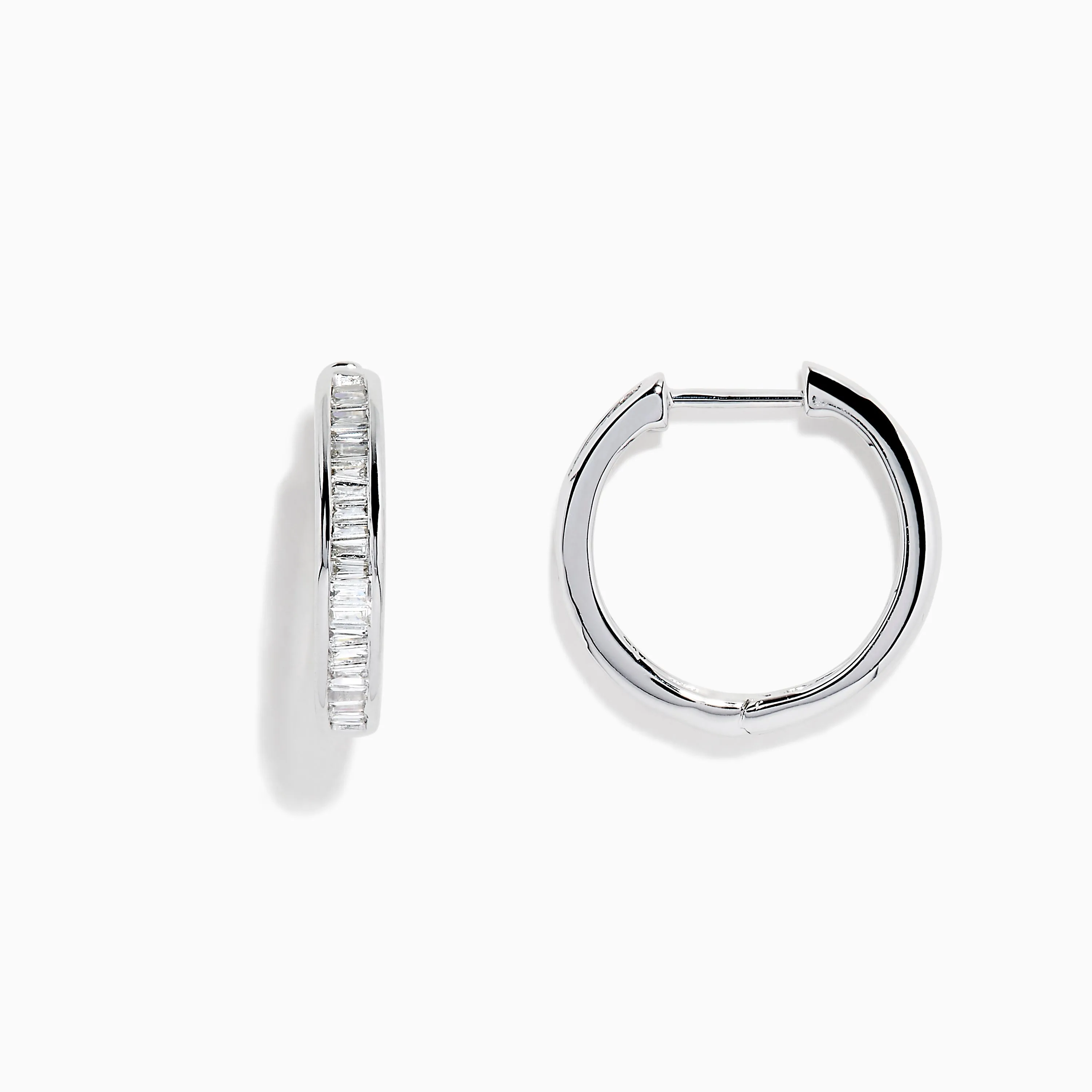 14K White Gold 7/8" Diamond Hoop Earrings 0.49 TCW sold by Effy product image thumbnail 2