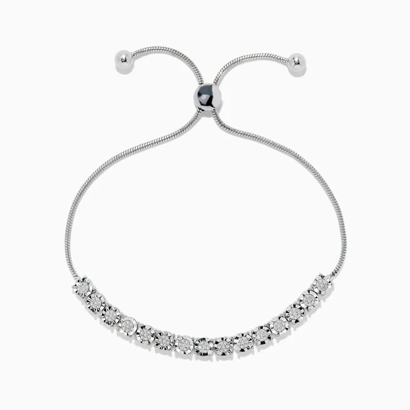 925 Sterling Silver Diamond Bolo Bracelet sold by Effy