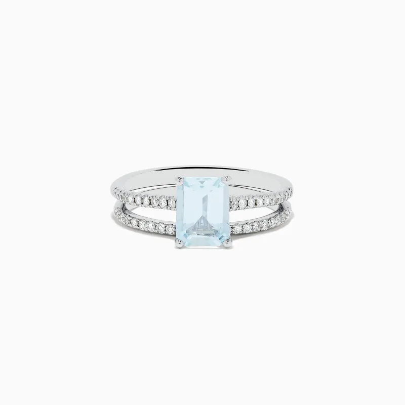 Aquarius 14K Gold Aquamarine and Diamond Ring Set sold by Effy
