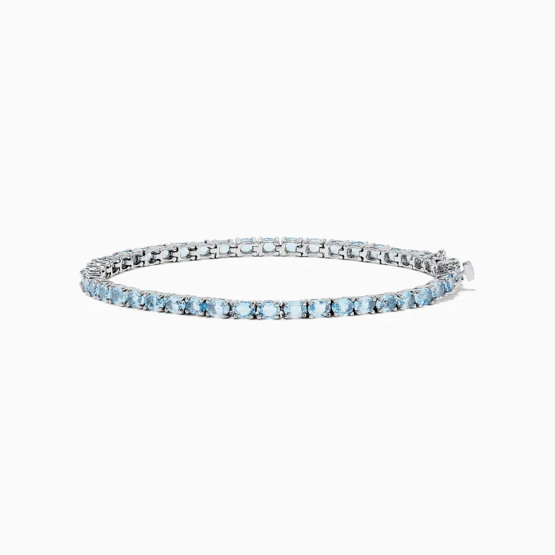925 Sterling Silver Aquamarine Tennis Bracelet sold by Effy