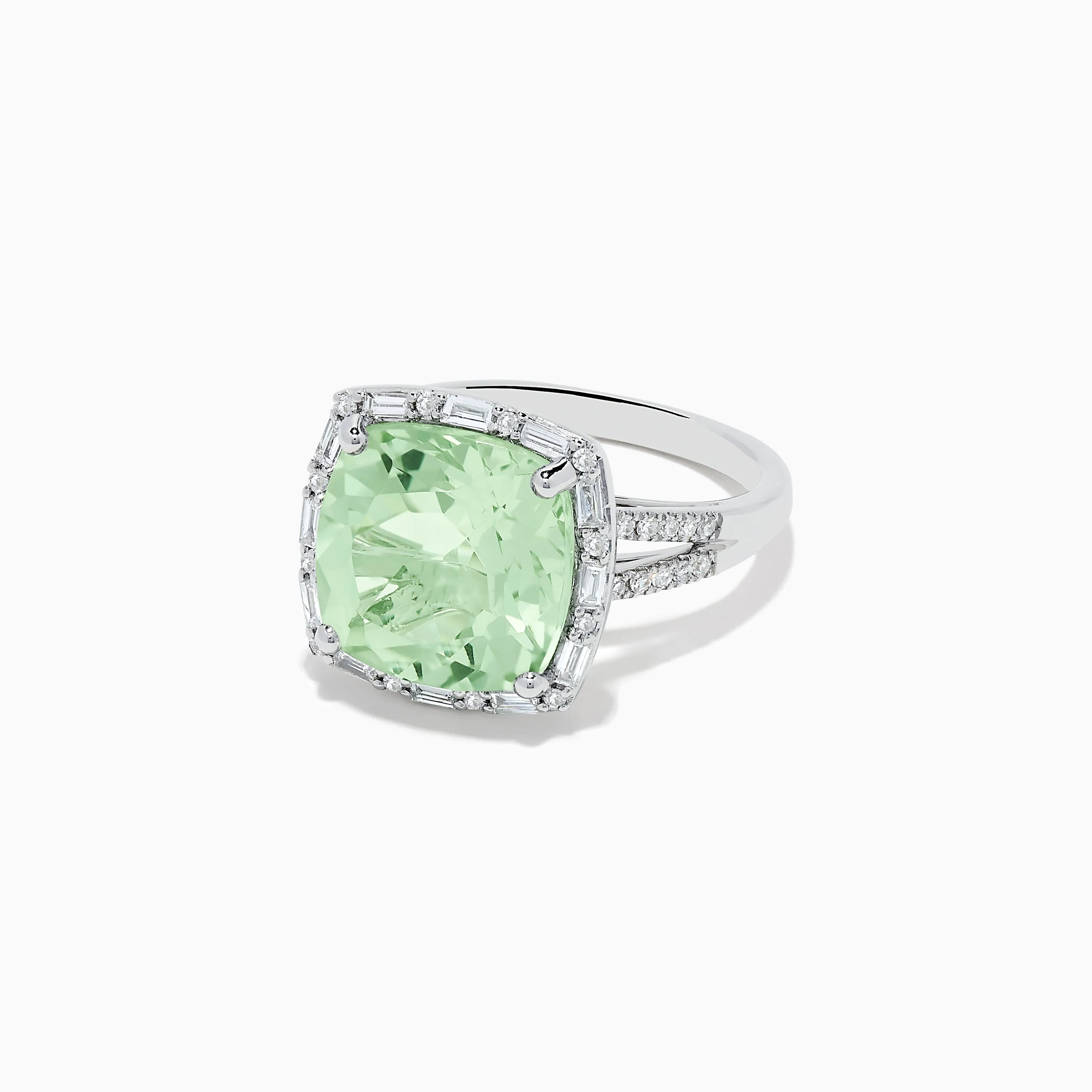 14K White Gold Green Amethyst and Diamond Ring sold by Effy product image thumbnail 2