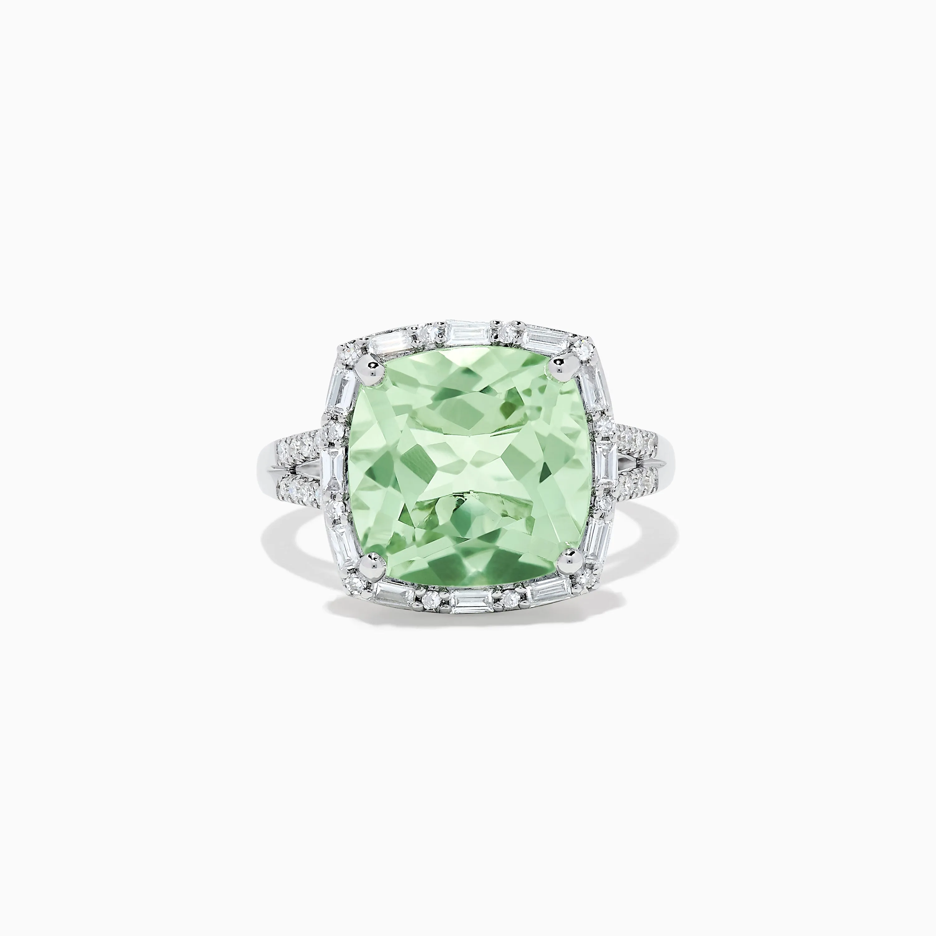 14K White Gold Green Amethyst and Diamond Ring sold by Effy