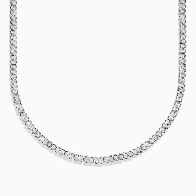 925 Sterling Silver Diamond Tennis Necklace sold by Effy