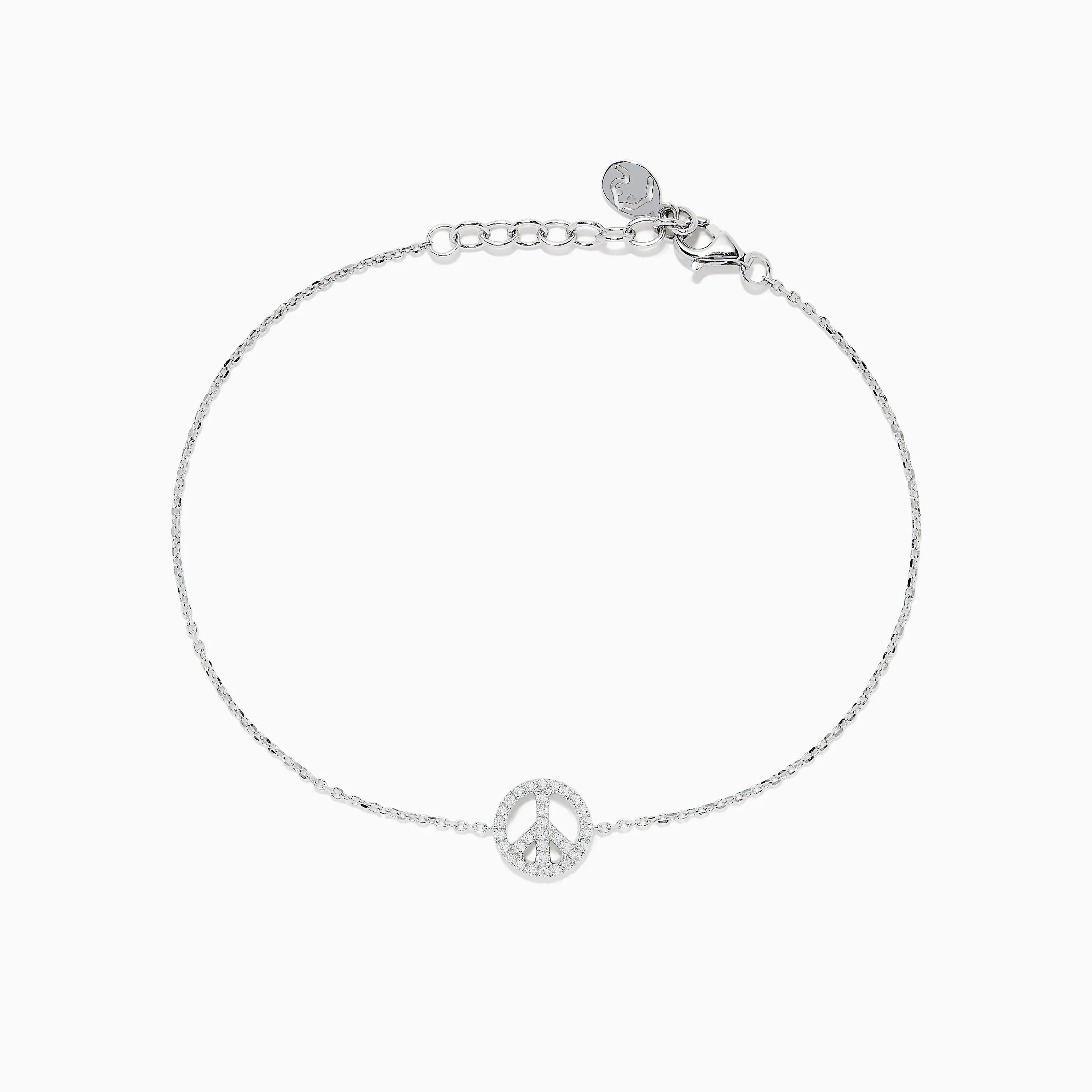925 Sterling Silver Diamond Peace Sign Bracelet sold by Effy