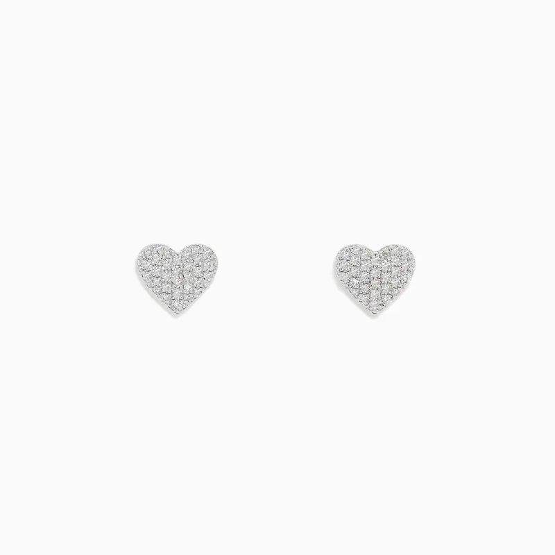 925 Sterling Silver Diamond Heart Stud Earrings sold by Effy