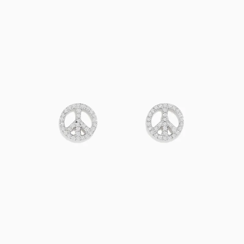 925 Sterling Silver Diamond Peace Sign Stud Earrings sold by Effy