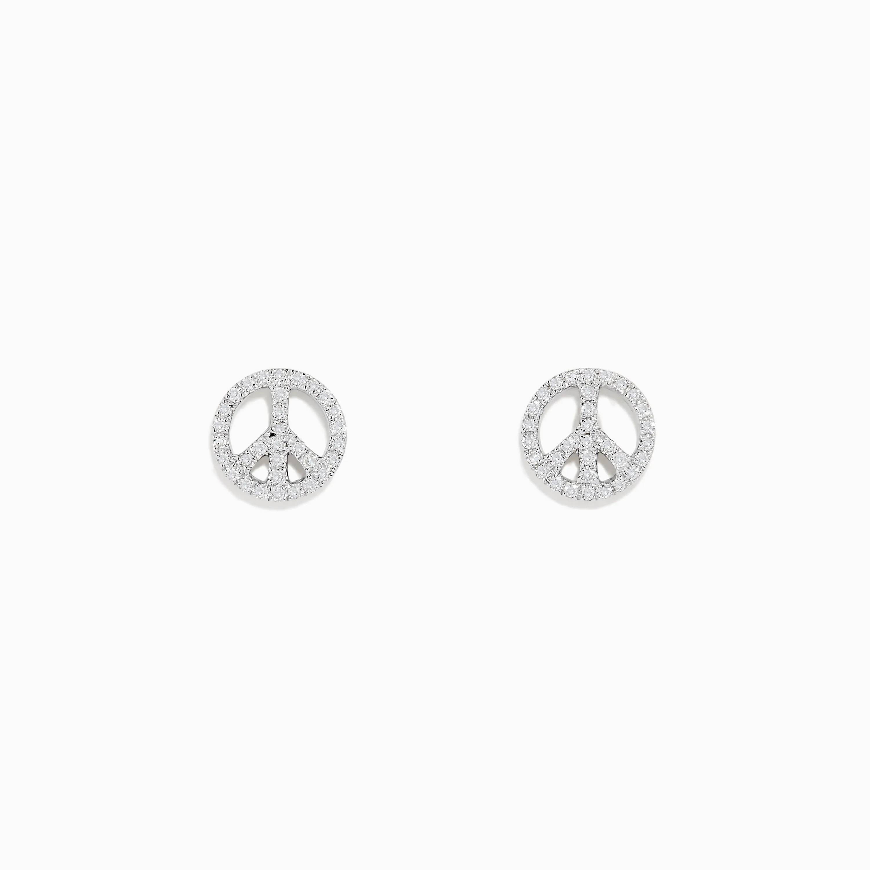 925 Sterling Silver Diamond Peace Sign Stud Earrings sold by Effy
